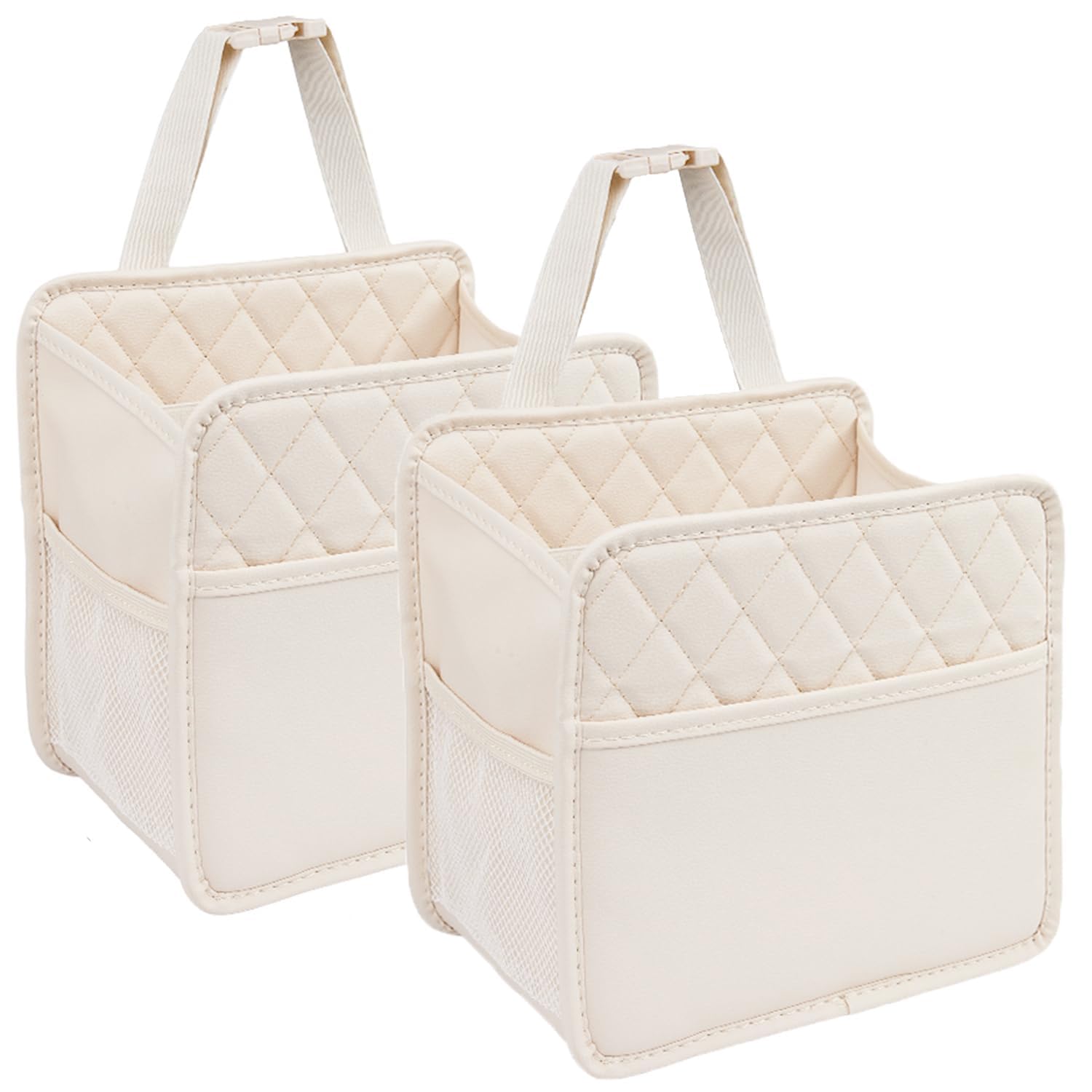 LXUNYI Car Seat Organizer,2 Pack Waterproof Pu Leather Backseat Car Organizer and Storage Bag Foldable Universal Hanging Car Sea