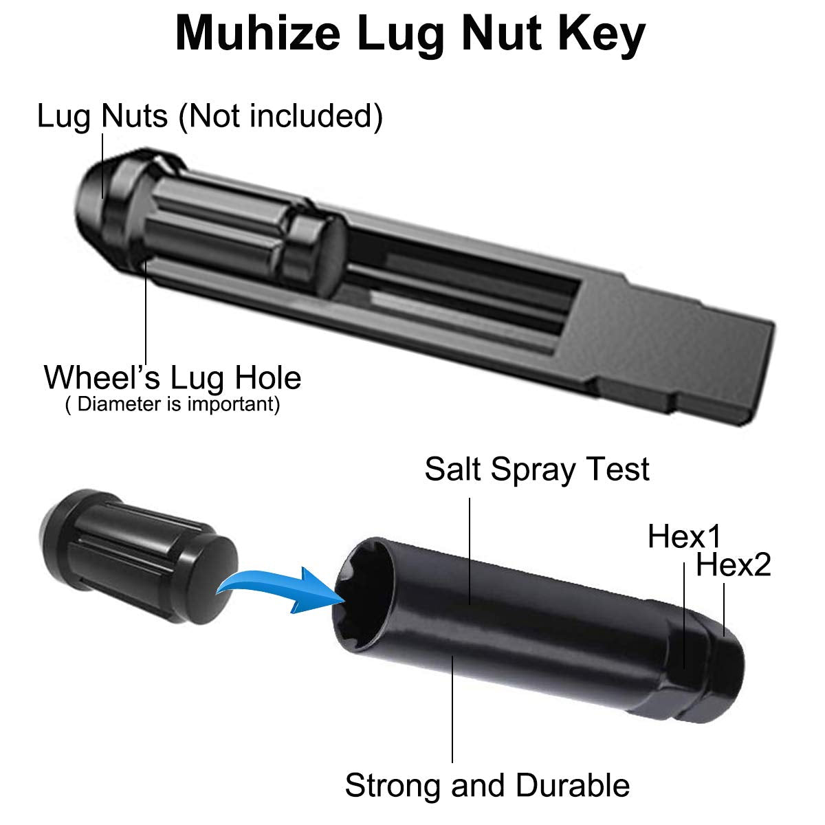 Muhize Heavy Duty 6 Spline Lug Nut Key, Upgraded Standard Small Diameter Drive Socket, Fit For 3/4 Inch And 13/16 Inch Hex Lug N
