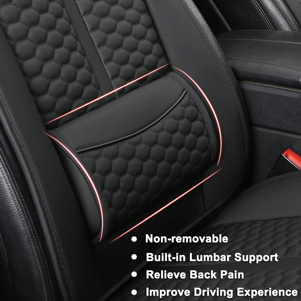 Black Panther Car Seats Covers, 1 Pair Universal Sideless Driver Seat Protectors, With Lumbar Support And Headrest Cover (Black)