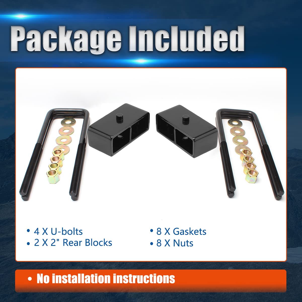 Gasupply 2'' Rear Leveling Lift Kits,Compatible With 1999-2023 Chevy Silverado 1500, Gmc Sierra Pickups, 2 Inch Forged Block Wit