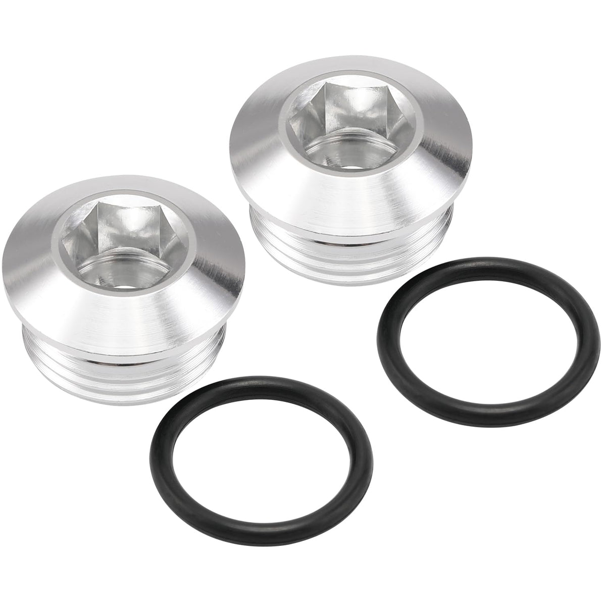 Podavelle 6An -6 Orb O-Ring Seal Boss Socket Port Plug Block Off Fitting Adapter Aluminum Silver, Pack Of 2