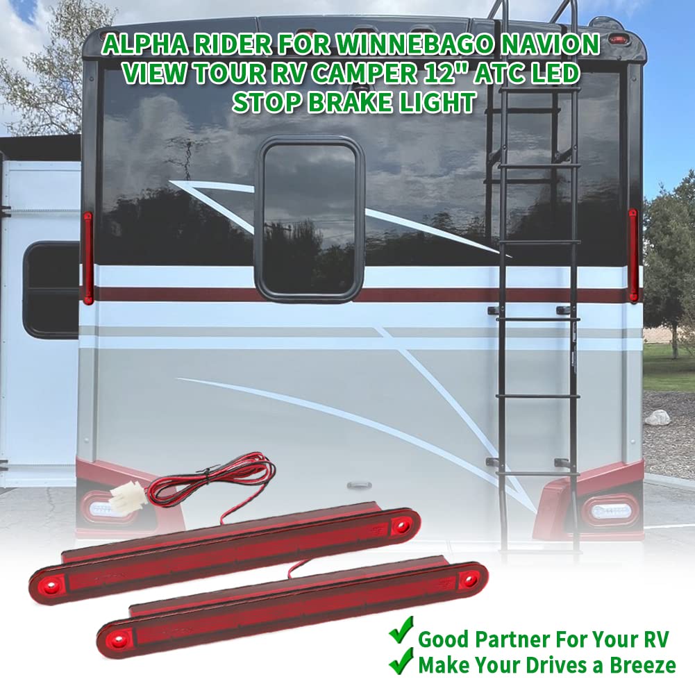 Alpha Rider 2Pcs For Winnebago Navion View Tour Rv Camper 12'' Atc Led Stop Brake Light Replaces 151076-01-000,Water Resistant &