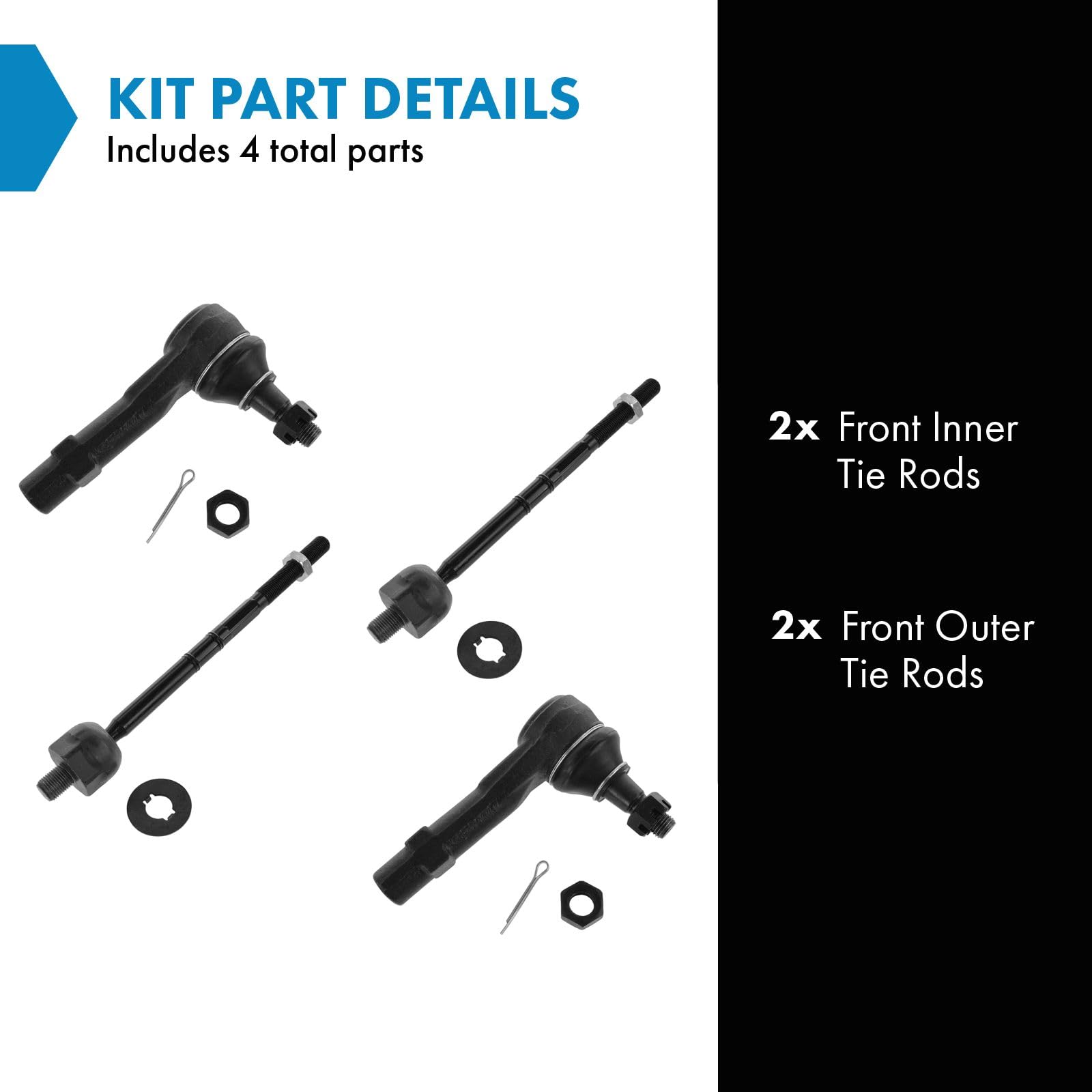 Trq Front Tie Rod Set Compatible With 2001-2003 Ford Explorer Sport 2001-2005 Explorer Sport Trac
