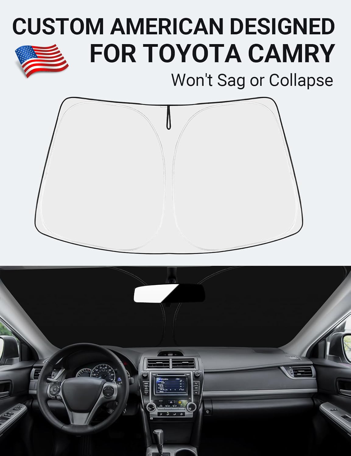 Proadsy 2025 Upgrade Windshield Sun Shade Custom Fit 2013-2017 Camry 4-Layer Foldable Front Sunshade Protector Sun Visor Blocks