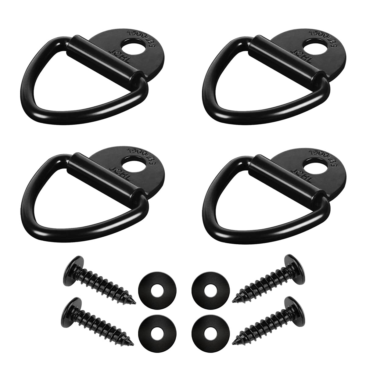 Jchl Cargo Tie-Down Anchors, 4Pcs 2'' Black Steel V-Ring Bolt On Trailer Anchor Trailer Cargo Rope Bolt On Surface Mounting Clip
