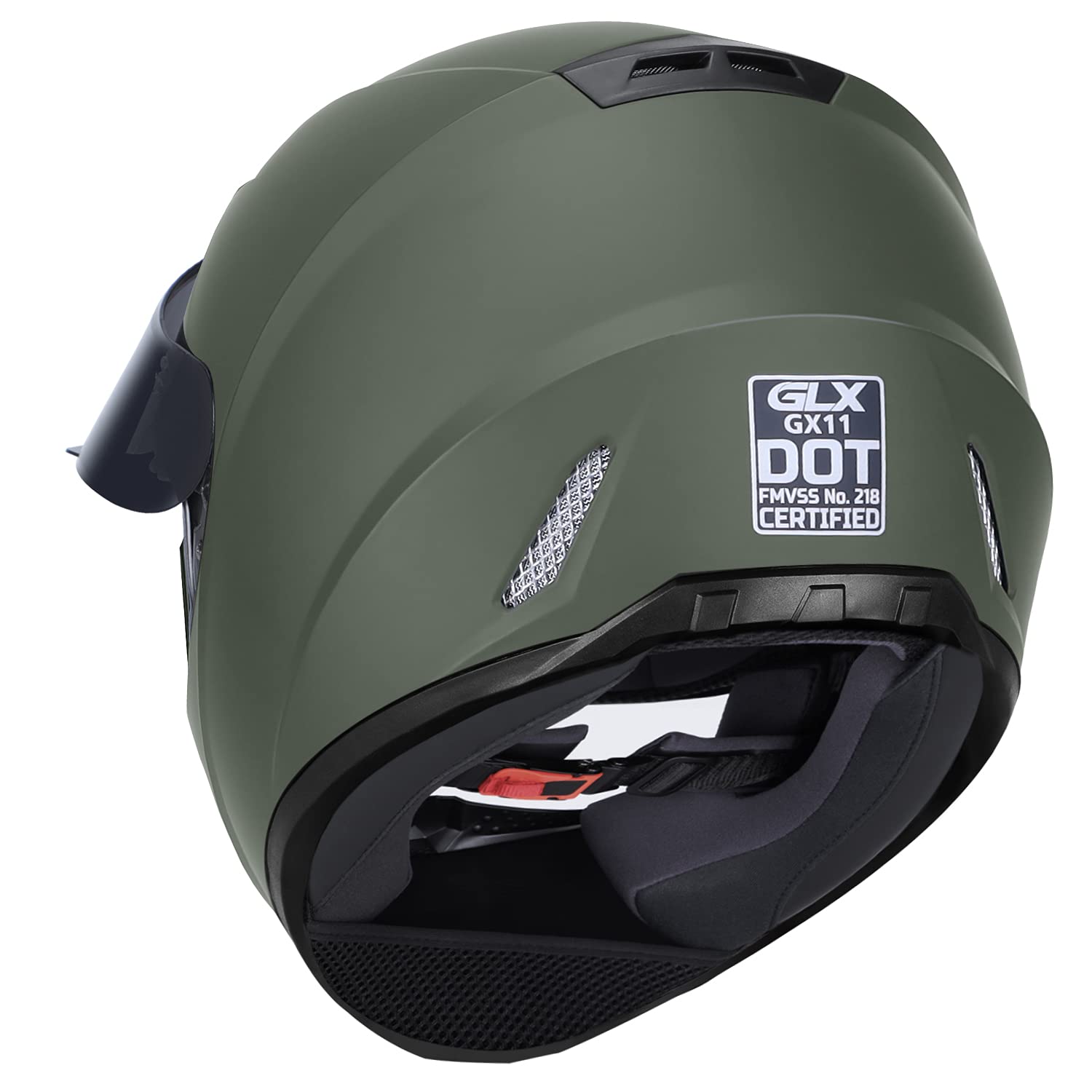 GLX GX11 Compact Motorcycle Helmet - Camo, Medium - Full Face w/ Tinted Visor, DOT Approved