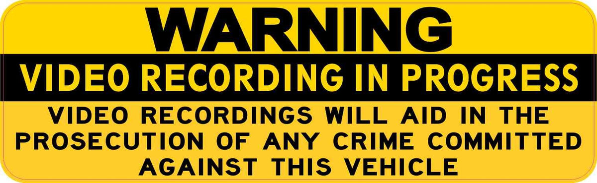 StickerTalk Vehicle Video Recording in Progress Vinyl Sticker, 10 inches by 3 inches