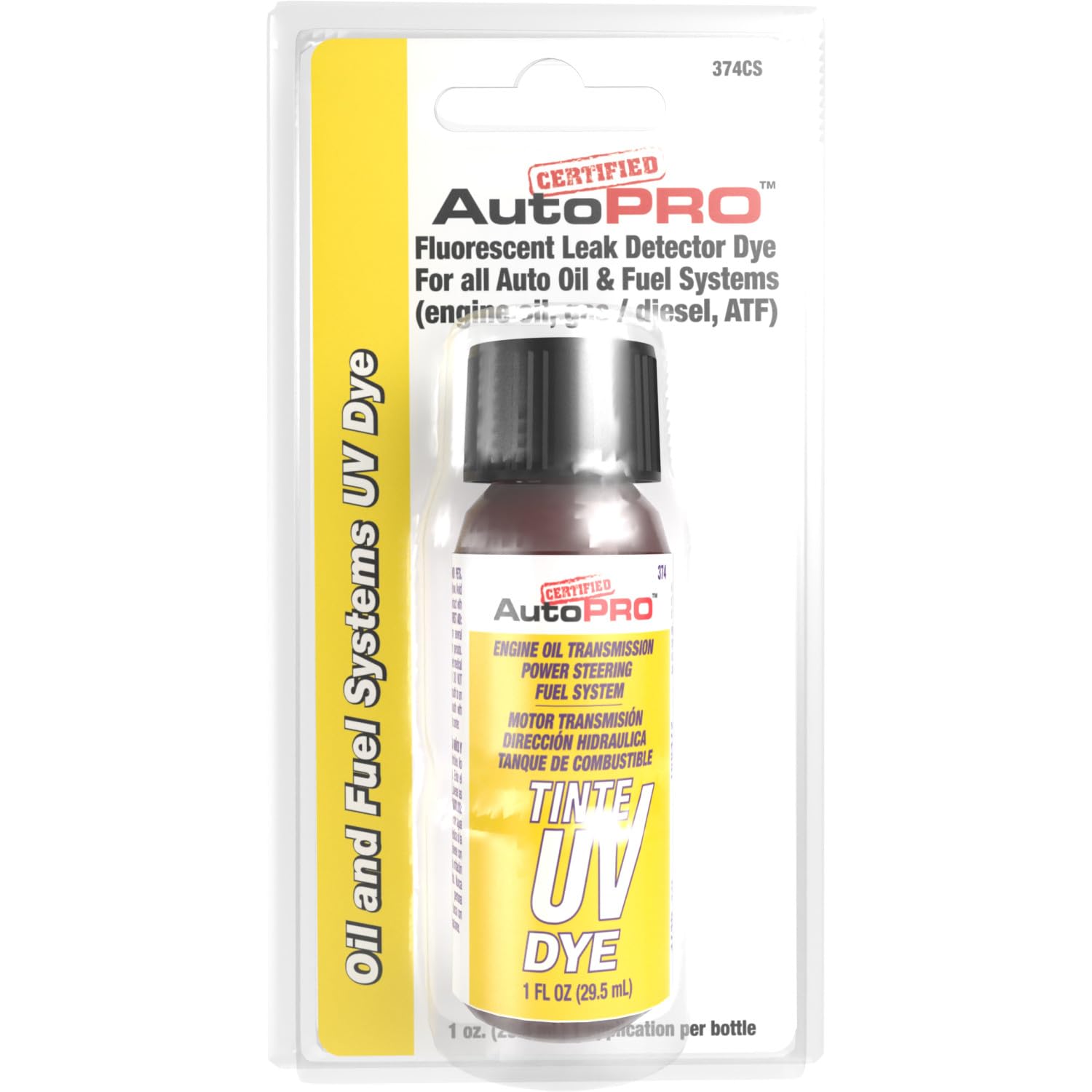 InterDynamics Auto Pro UV Dye Leak Detection for Cars & Trucks, 1 Oz - Fuel & Oil System Repair Solution, Universal Use