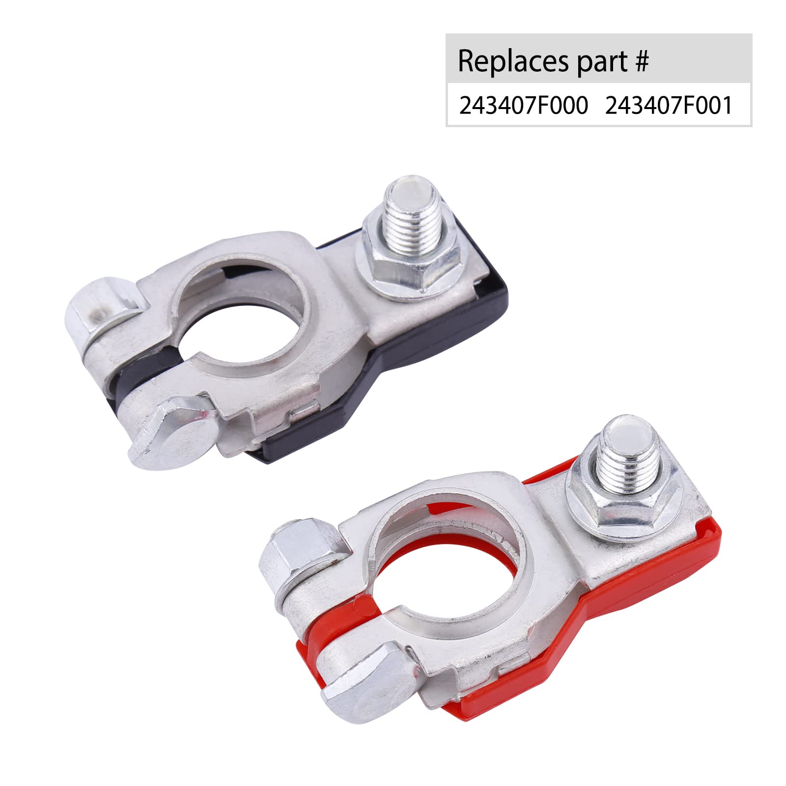 Battery Terminal Connectors(1 Pair), Positive & Negative Auto Battery Cable Terminal Top Post With Plastic Bottoms(Copper Tinned),Fit For Nissan 243407F000,243407F001 Altima Murano Etc