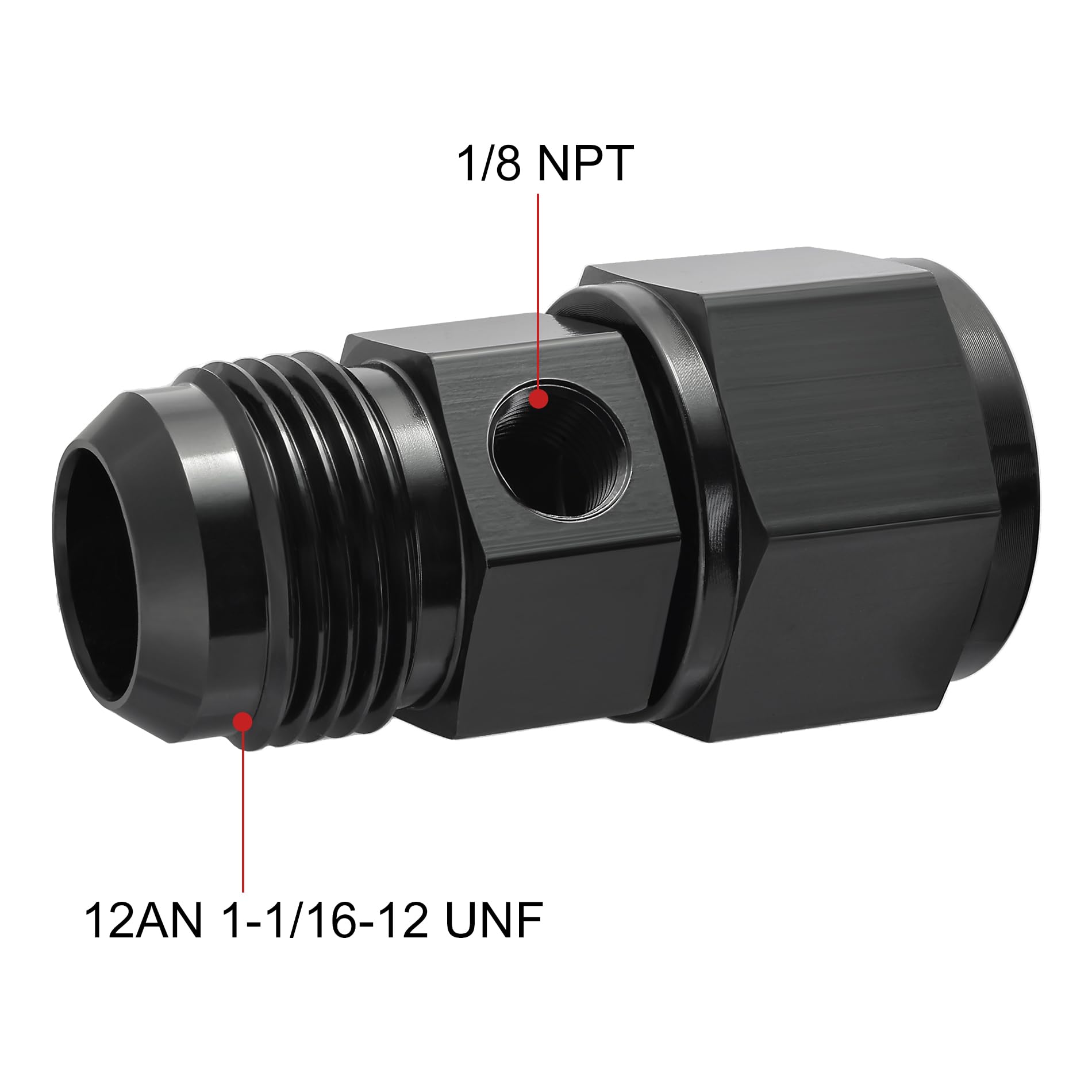 Evil Energy 12An Male Flare To -12 Female Swivel With 1/8 Npt Gauge Port Fuel Pressure Take Off Fitting Adapter Aluminum