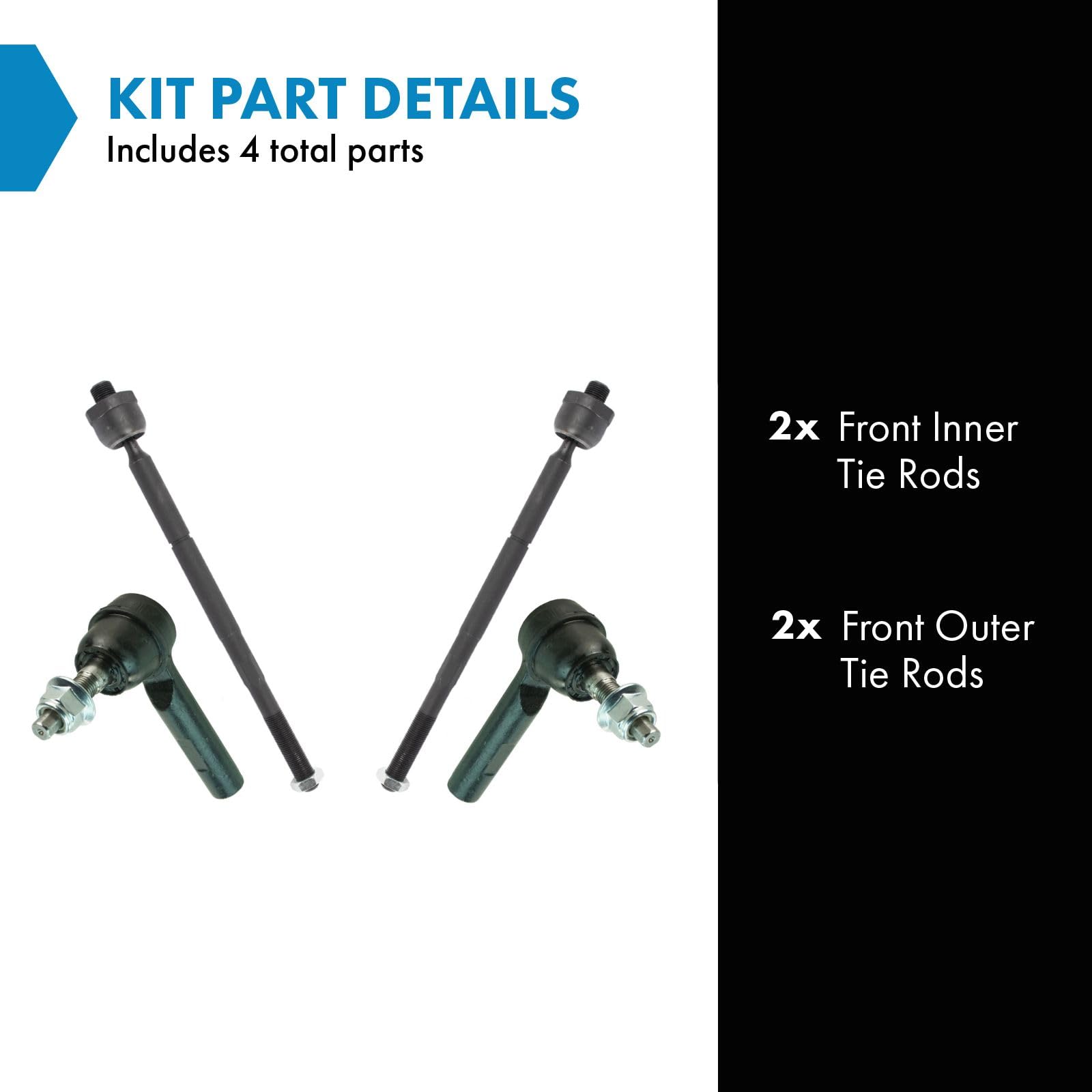 Trq Front Inner And Outer Tie Rod Set Compatible With 2015-2022 Chrysler 300 Dodge Challenger Charger