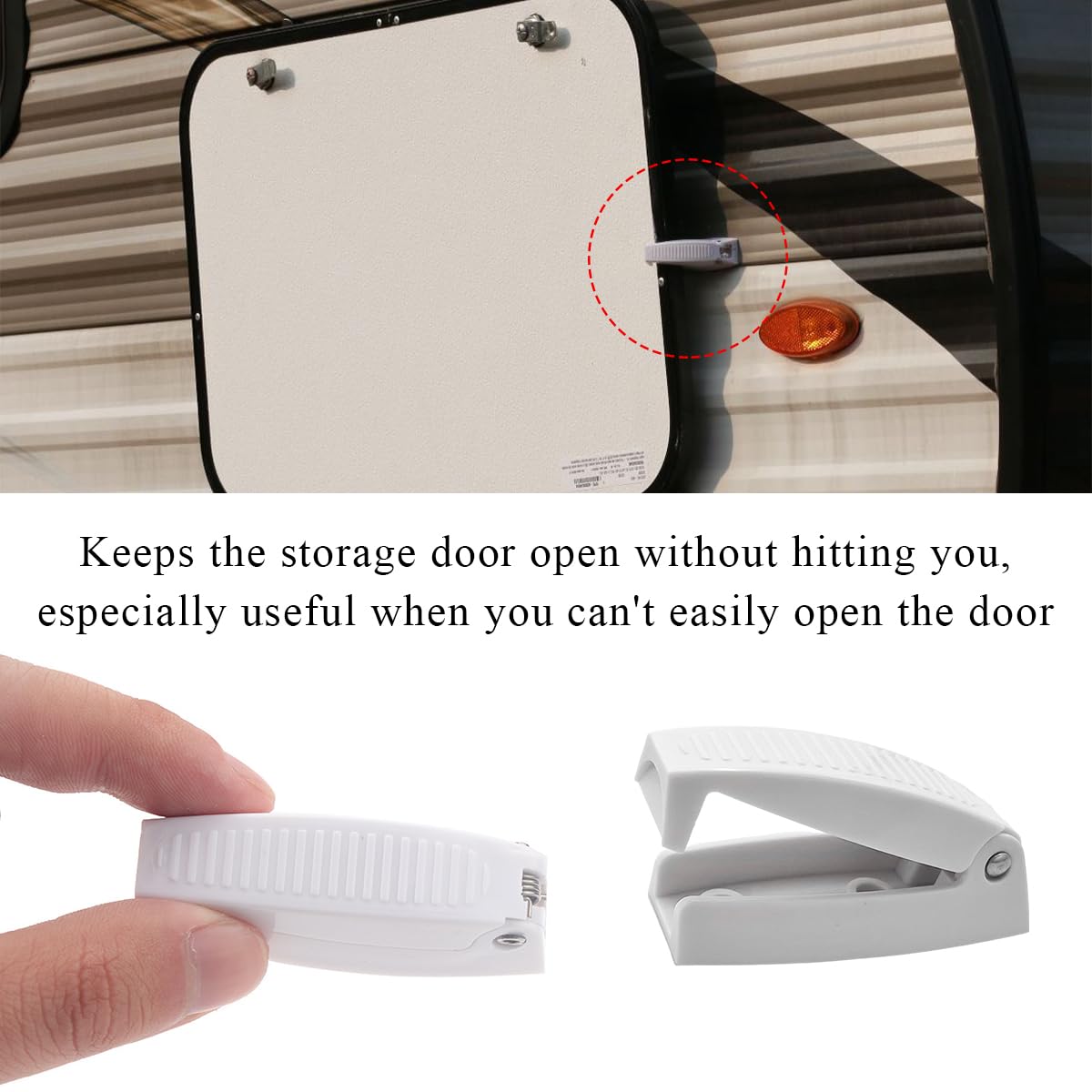 Yourkar 2 PCS RV Door Holder, UV-Protective & Durable ABS Plastic Baggage Trailer Door Open Clips, Rounded RV Van Camper Compart
