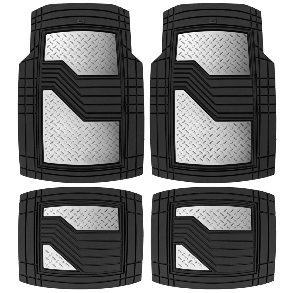 CAT BDK Heavy Duty Rubber Floor Mats for Car SUV Truck & Van-All Weather Protection, Front & Rear with Heelpad & Anti-Slip Nibs 