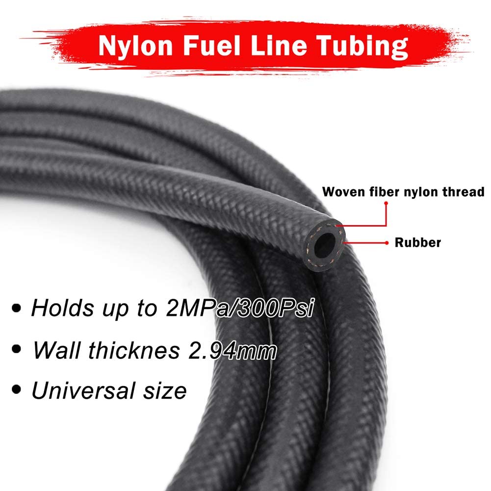 IZOKEE 1/4'' Inch ID Fuel Line Set - 2 Meter / 6-Foot  Inch Fuel Line + 2 Pcs 1/4 Inch & 5/16 Inch Fuel Filters + 10 Pcs 2/5'' I