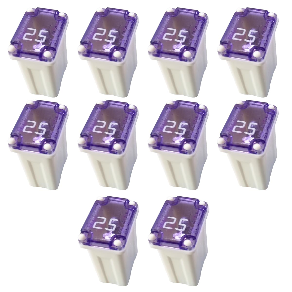 10PCS 25 Amp Car Micro Cartridge Fuses - Slow Blow FMM Mcase Type, Mini Box Shaped Fuses for Cars, Trucks and SUVs