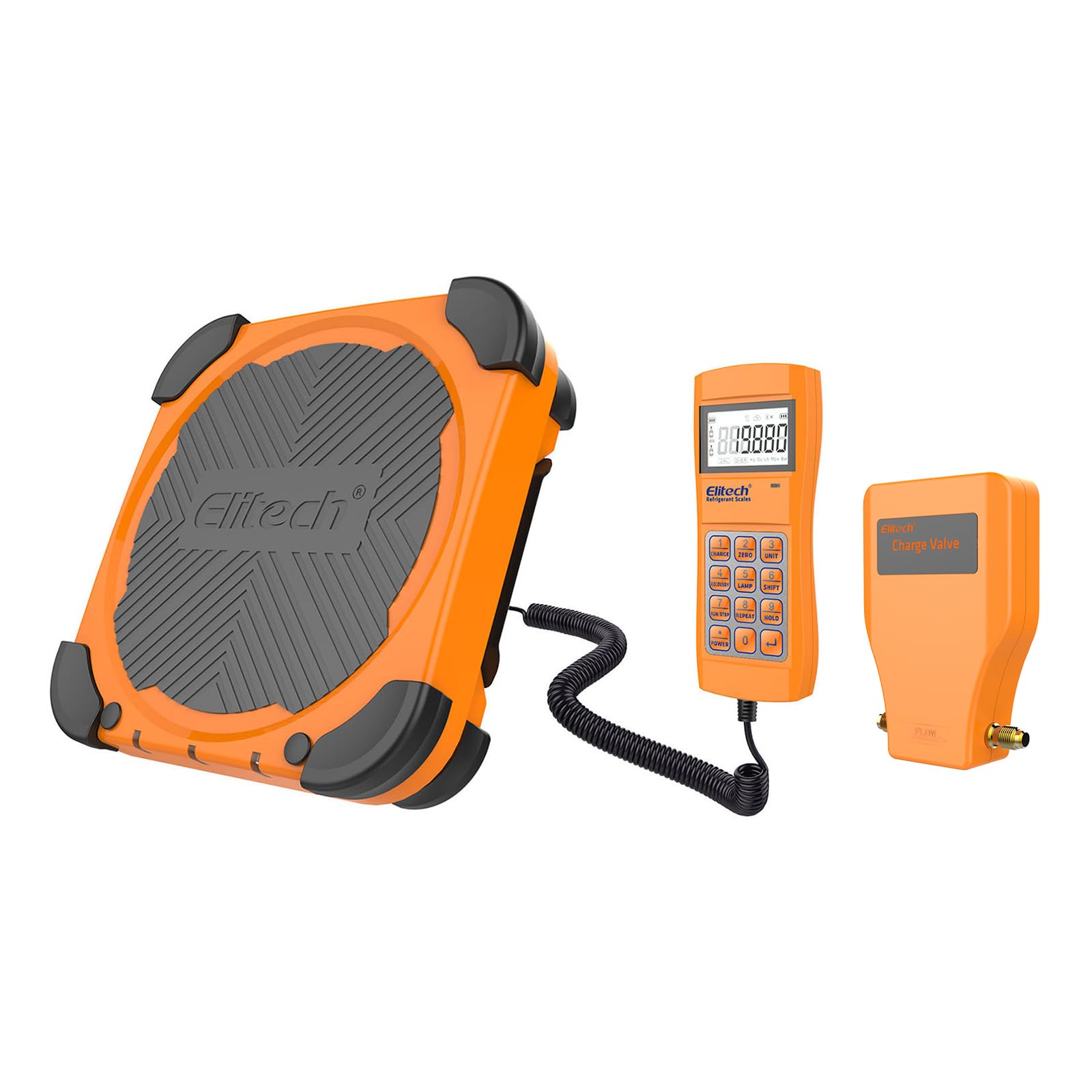 Elitech LMC-300A HVAC Refrigerant Charging Scale Freon Recovery Weighing Scale 330lbs with Auto Open/Stop Charging Valve