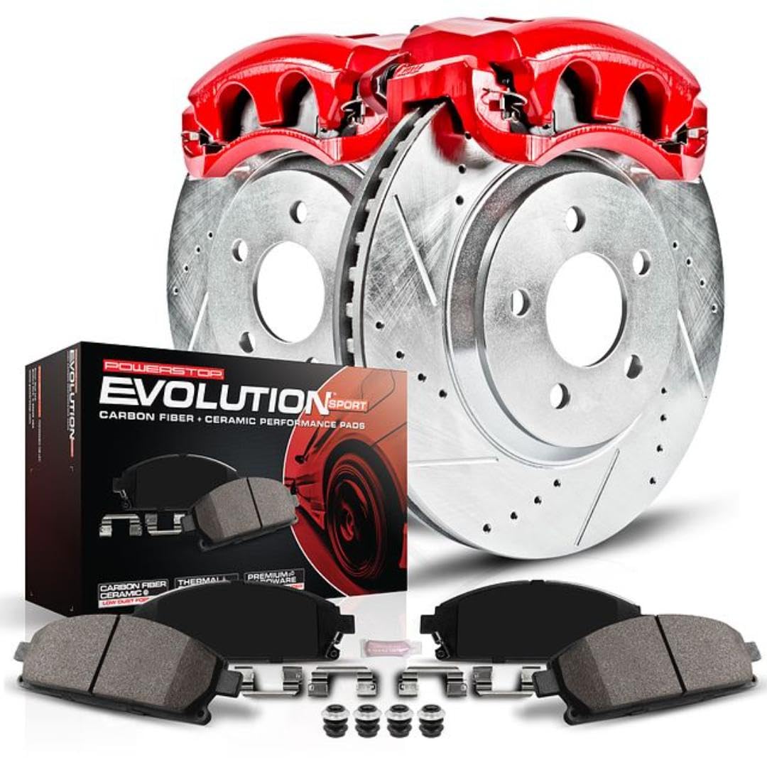 Power Stop Kc8029 Front Z23 Daily Driver Brake Pad And Rotor Kit With Red Powder Coated Calipers For Ford F-350 Super Duty 2015-2016 [Model Specific]