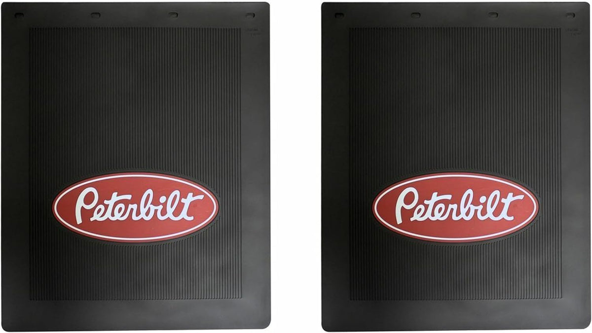 Peterbilt Motors 24 x 30 Heavy Duty 1/4 Thick Rubber Black Semi Truck Mud Flaps-Pair