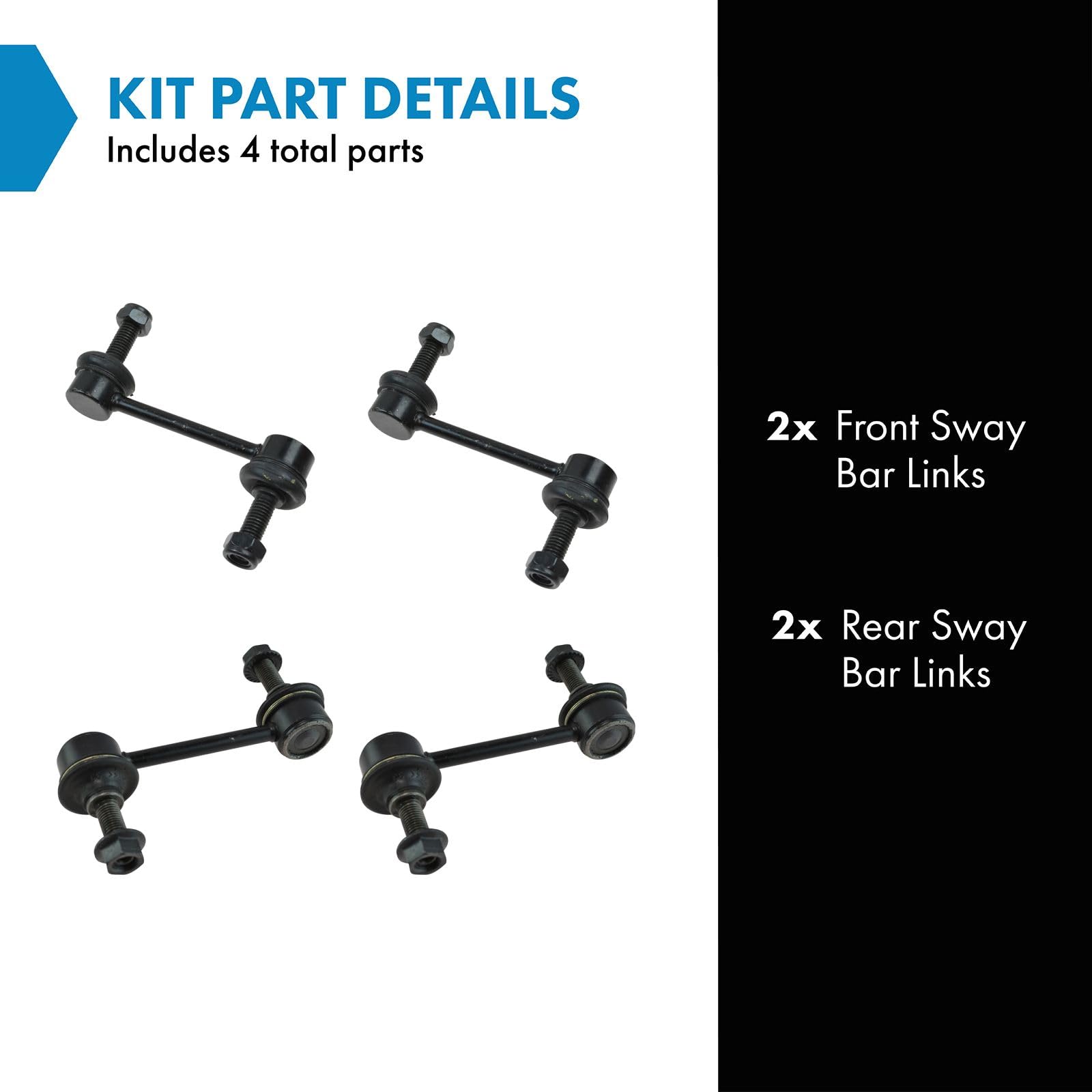 Trq Front & Rear Sway Bar Stabilizer Link Set Compatible With 2007-2010 Ford Edge Lincoln Mkx
