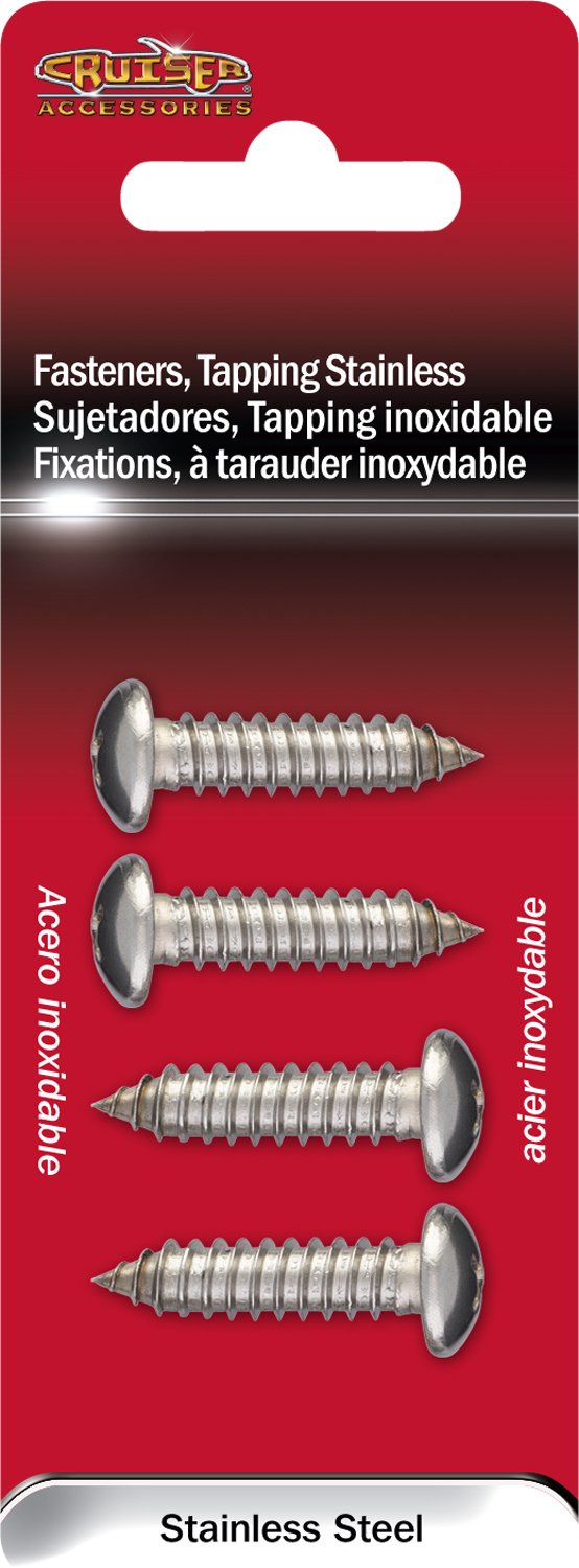 Cruiser Accessories 80430 License Plate Frame Fasteners, Tapping Stainless