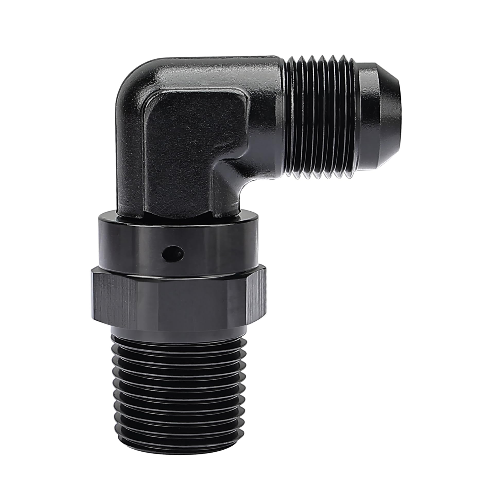 Evil Energy 8An Male Flare To 1/2 '' Npt 90 Degree Swivel Fitting Adapter Aluminum Black
