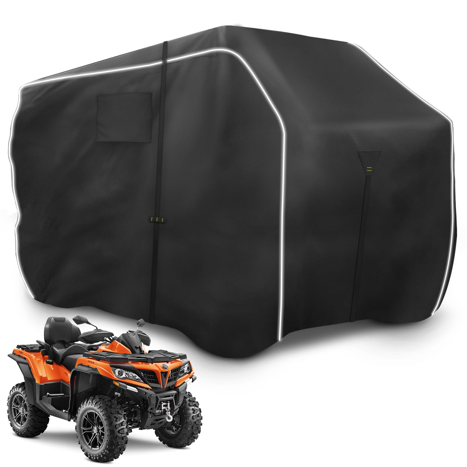 Zenicham 600D Atv Cover - Waterproof & Windproof 4 Wheeler Covers Outdoor Storage, Heavy Duty Quad Wheeler Cover Accessories Fit