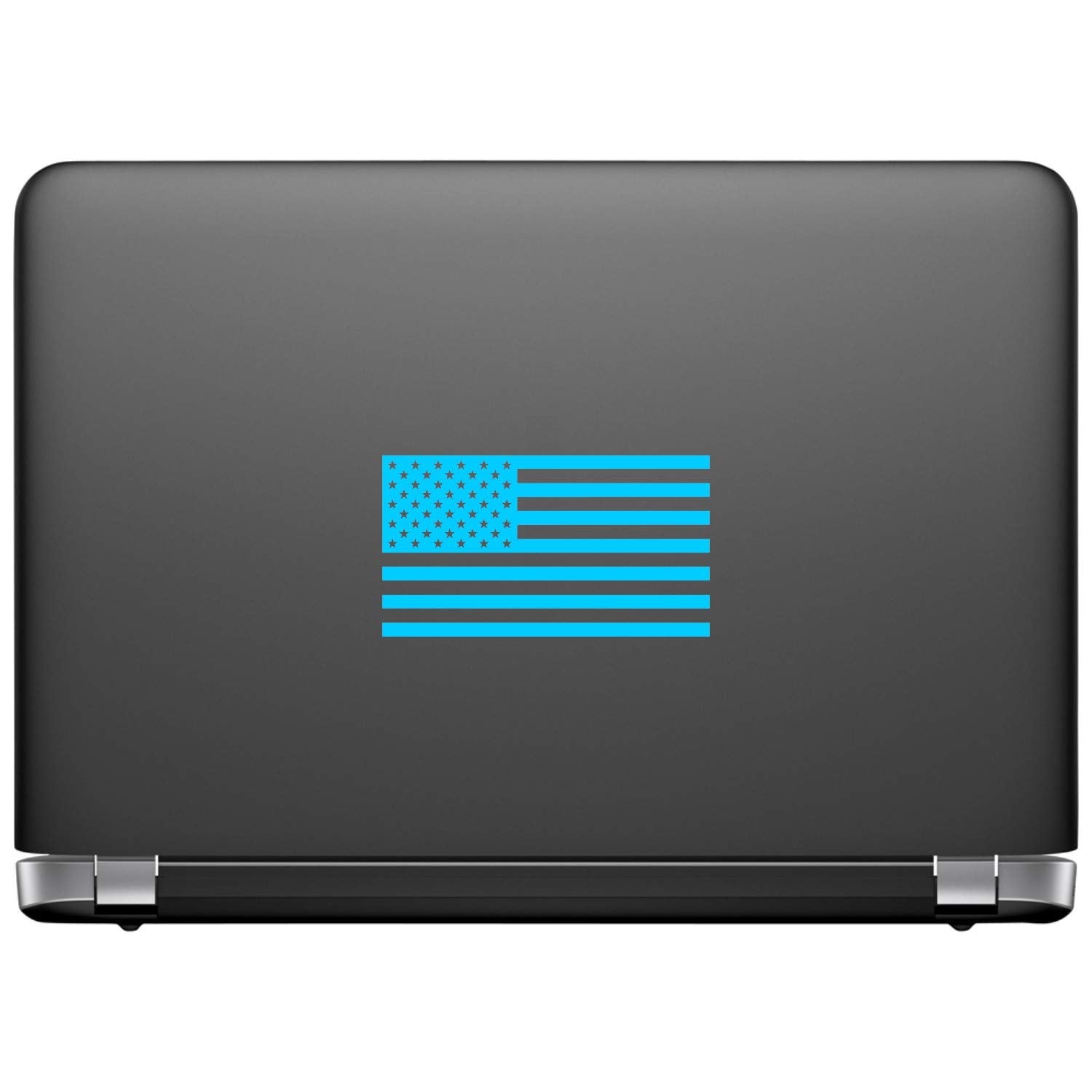 American Us Flag [Pick Color/Size] Vinyl Decal Sticker For Laptop/Car/Truck/Window/Bumper (10In X 5.5In, Matte Light Blue)