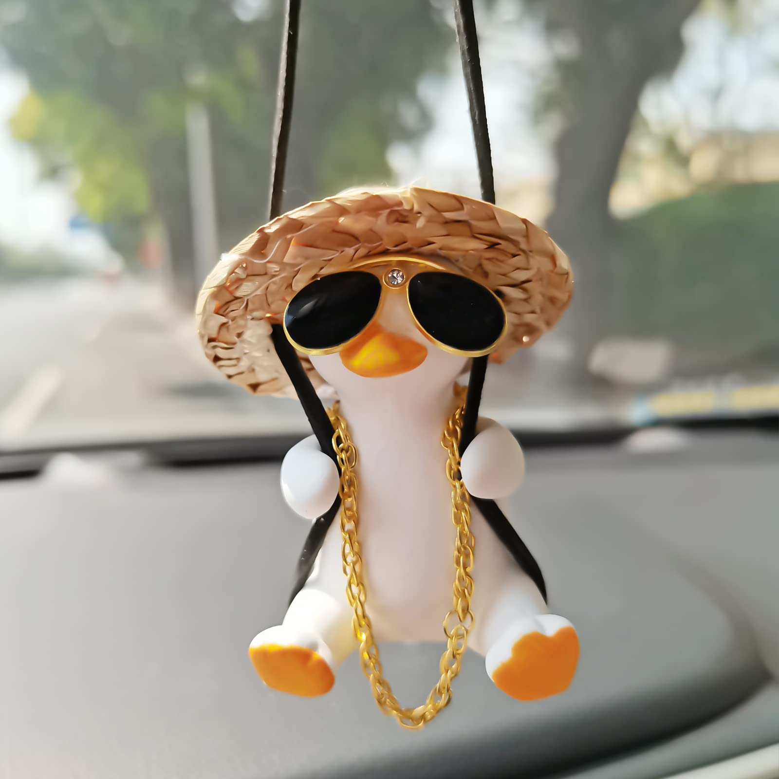 Swing Duck Car Hanging Ornament Cute Swing Duck Car Pendant Swing Duck Car Decoration Rearview Mirror Accessories Car Rearview M