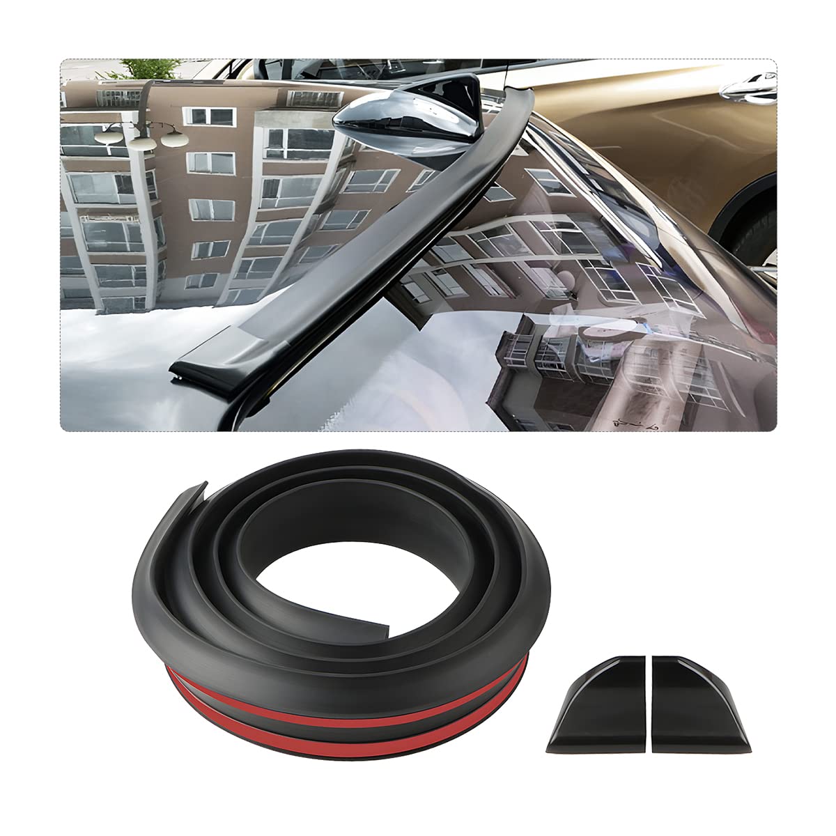 Blilo Car Trunk Spoiler Lip Kit, Universal 4.9Ft Automotive Rear Wing Strip Bar Kit, Vehicle Punch-Free Installation Tail Fin Ro