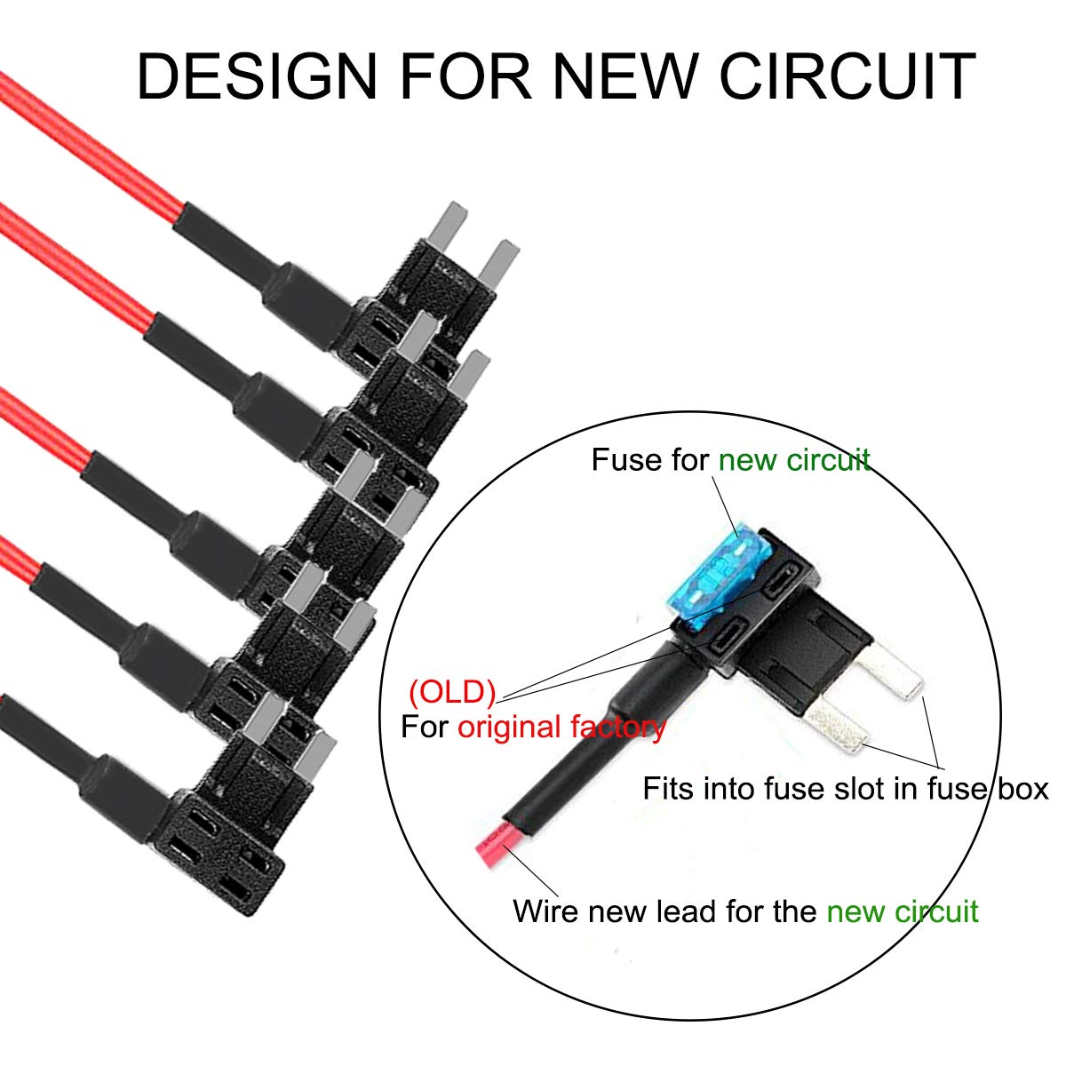 Muhize Mini Fuse Taps - Upgraded 10 Pack Auto Fuse Holder(2023 New), 12V Car Rv Camper Add-A-Circuit Fuse Tap Adapter, With 15 Amp And 40 Amp Mini Atm Apm Blade Fuse