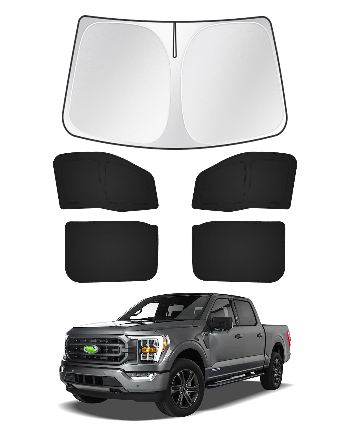 Canvcle Sunshade For Ford F150 4Door 2021-2024 2025 F-150 Accessories Windshield Sun Shade Side Rear Window Shade Cover Sun Viso