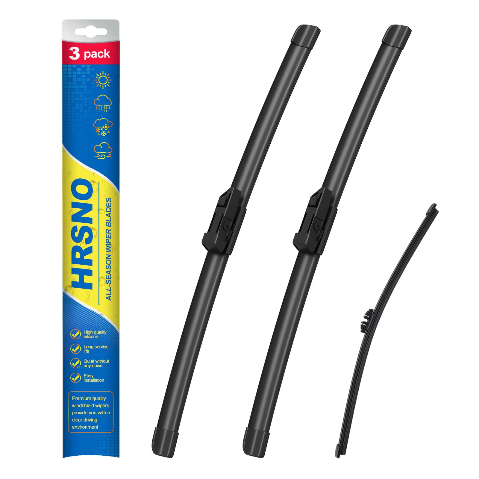 Hrsno 26''+20'' Windshield Wipers With 14'' Rear Wiper Blade Sets Automotive Replacement For Volvo Xc60 2009-2011,Easy For Insta