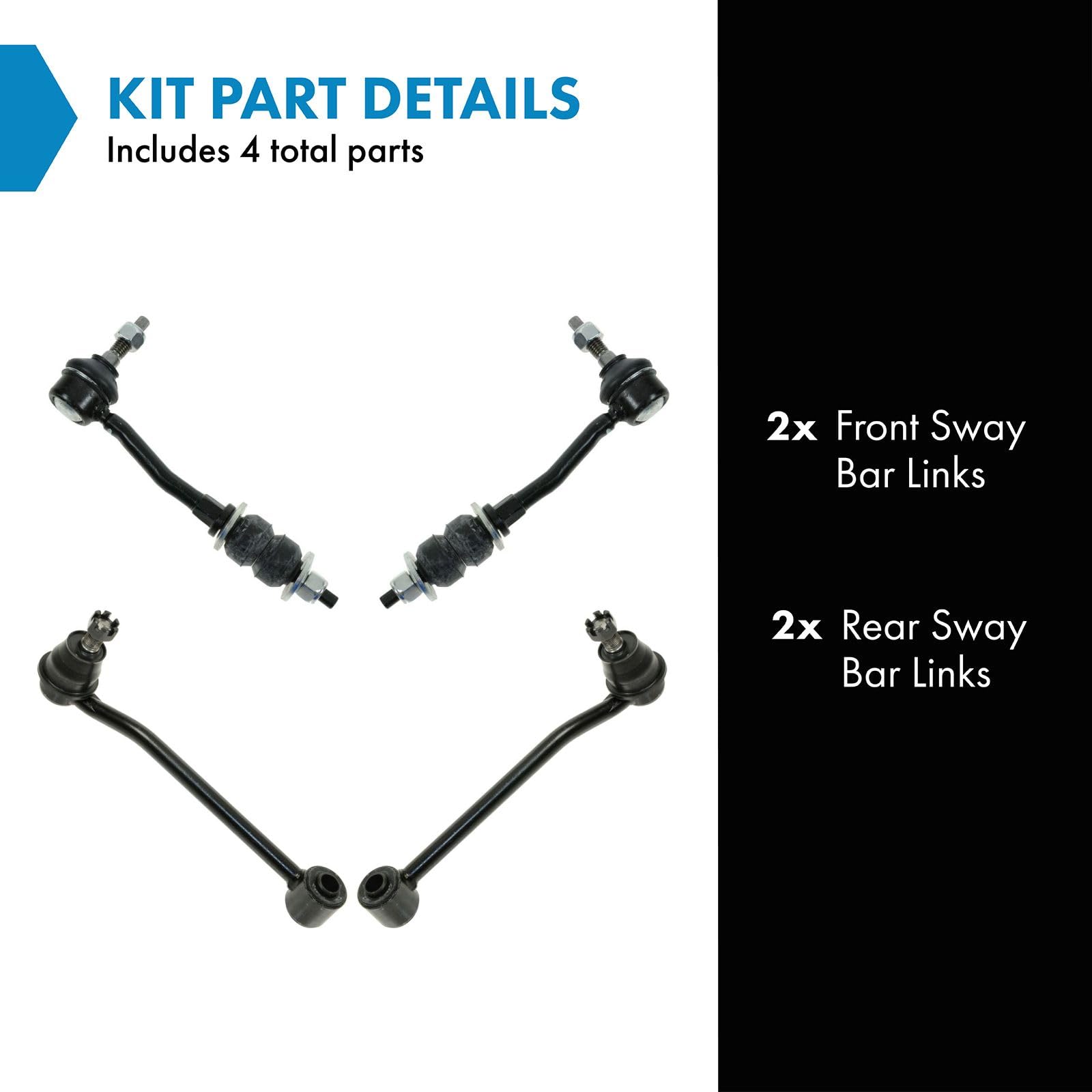 Trq Front & Rear Sway Bar Stabilizer Link Set Compatible With 1999-2003 Dodge Durango