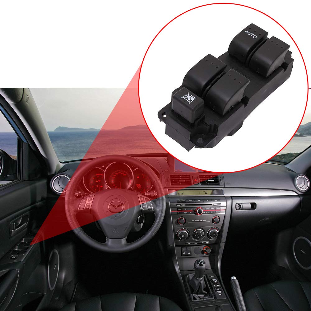 Power Window Switch For 2004-2009 Mazda 3, 2009 Mazda 3 Sport.Master Power Window Switch Front Left Driver Side Bn8F66350A,Bn8F66350