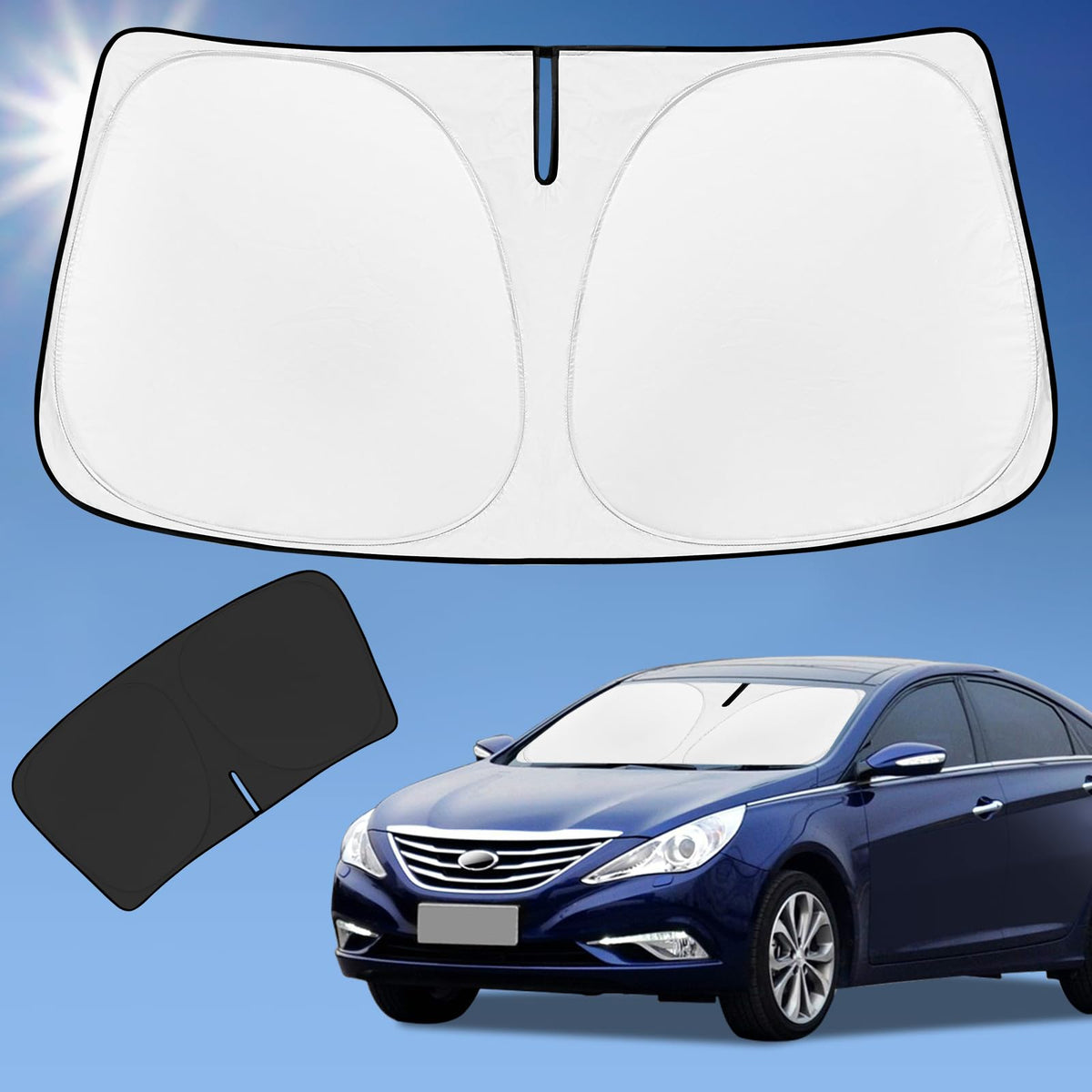 Sun Shade Sunshade for Hyundai Sonata Windshield Cover, 4-Layer Front Window Shade Custom fit Sonata 2014-2019 Sun Visor 240T Re