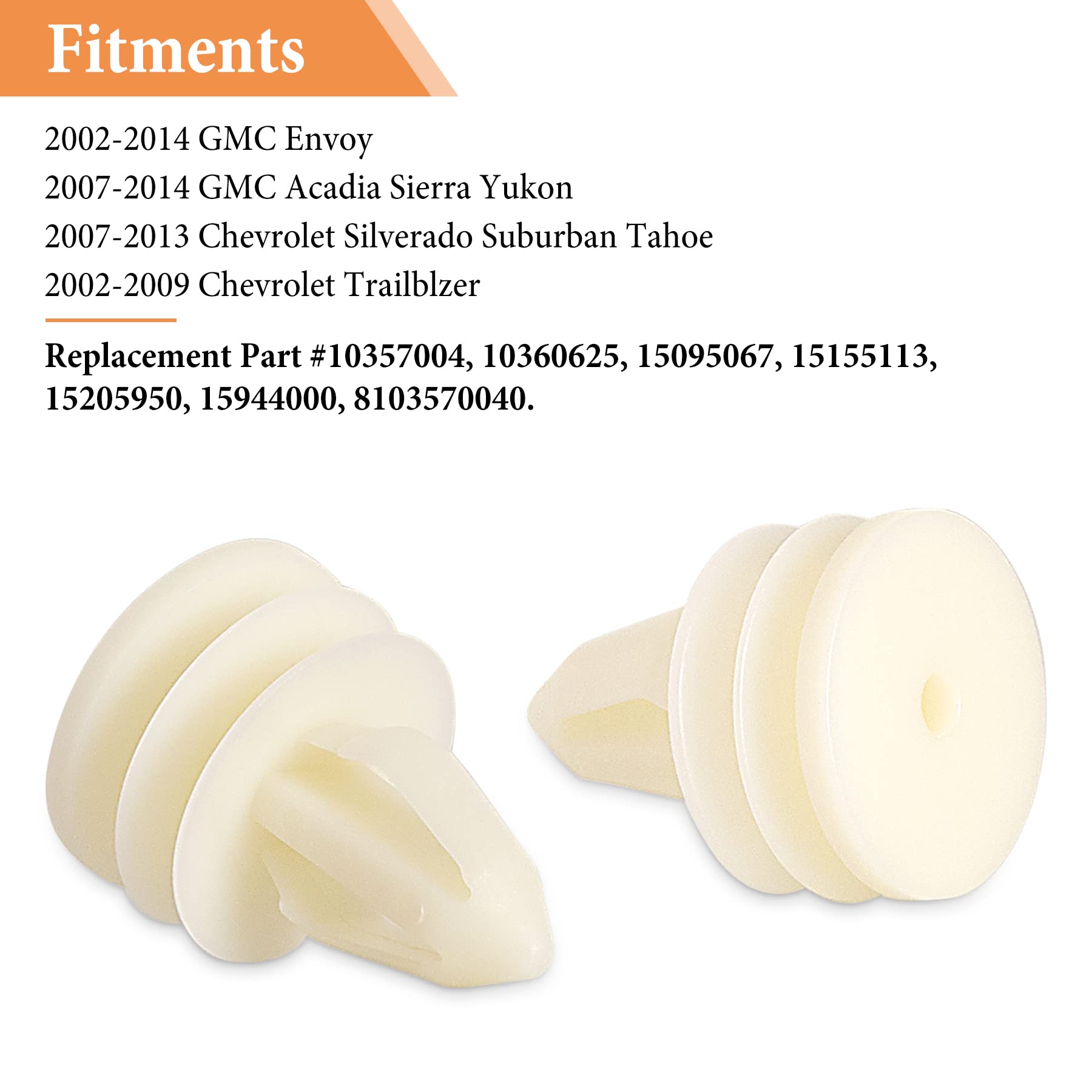 20 Pcs Door Trim Panel Retainers Clips Fasteners Rivets Pins Fit For Gmc Envoy Chevy Chevrolet Trailblazer Suburban Silverado, Replaces#10357004 10360625 15095067 15155113 15205950 15944000 8103570040