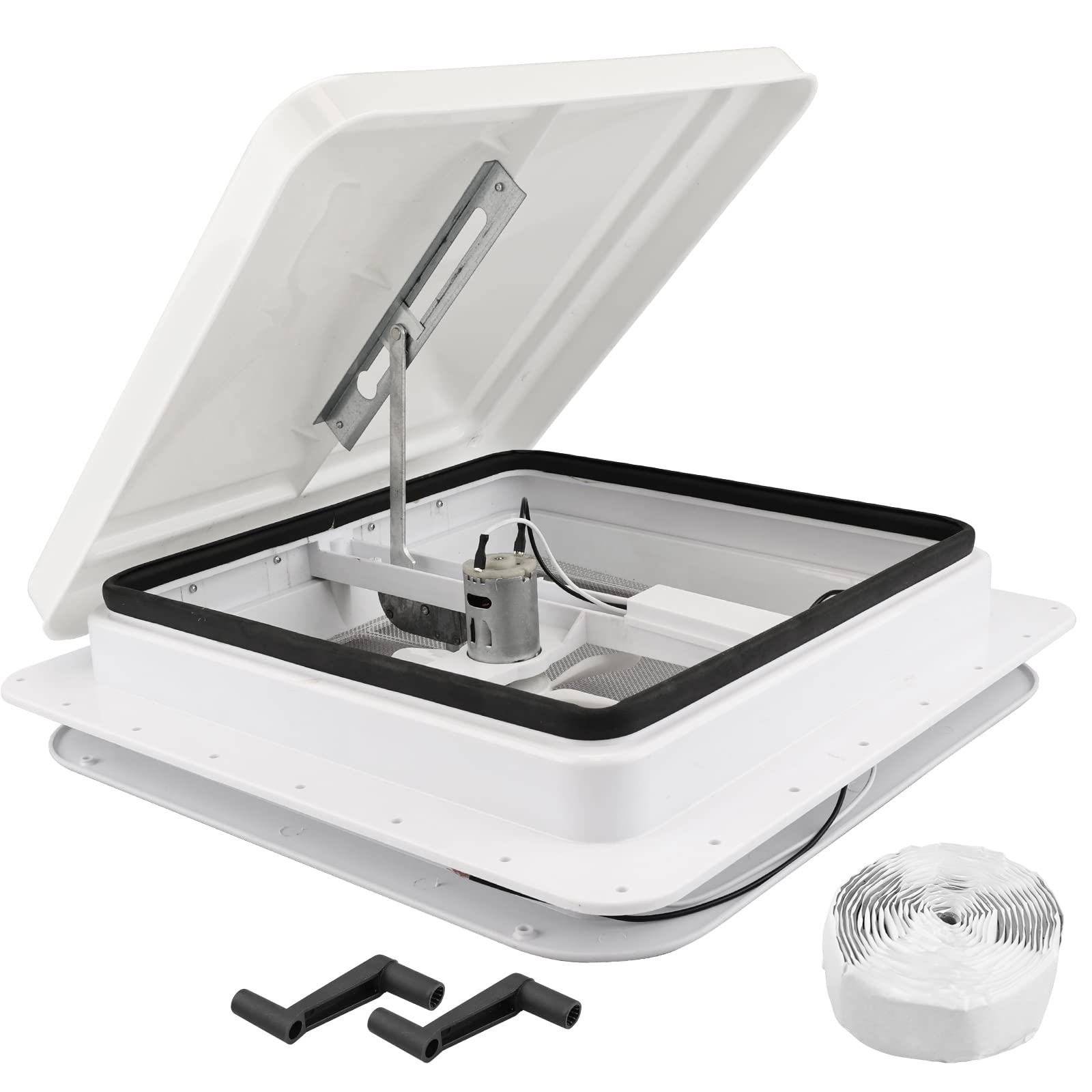 RVMATE 14'' Roof Vent Fan for RV/Camper/Trailer, White With 12V Fan 6'' Blades