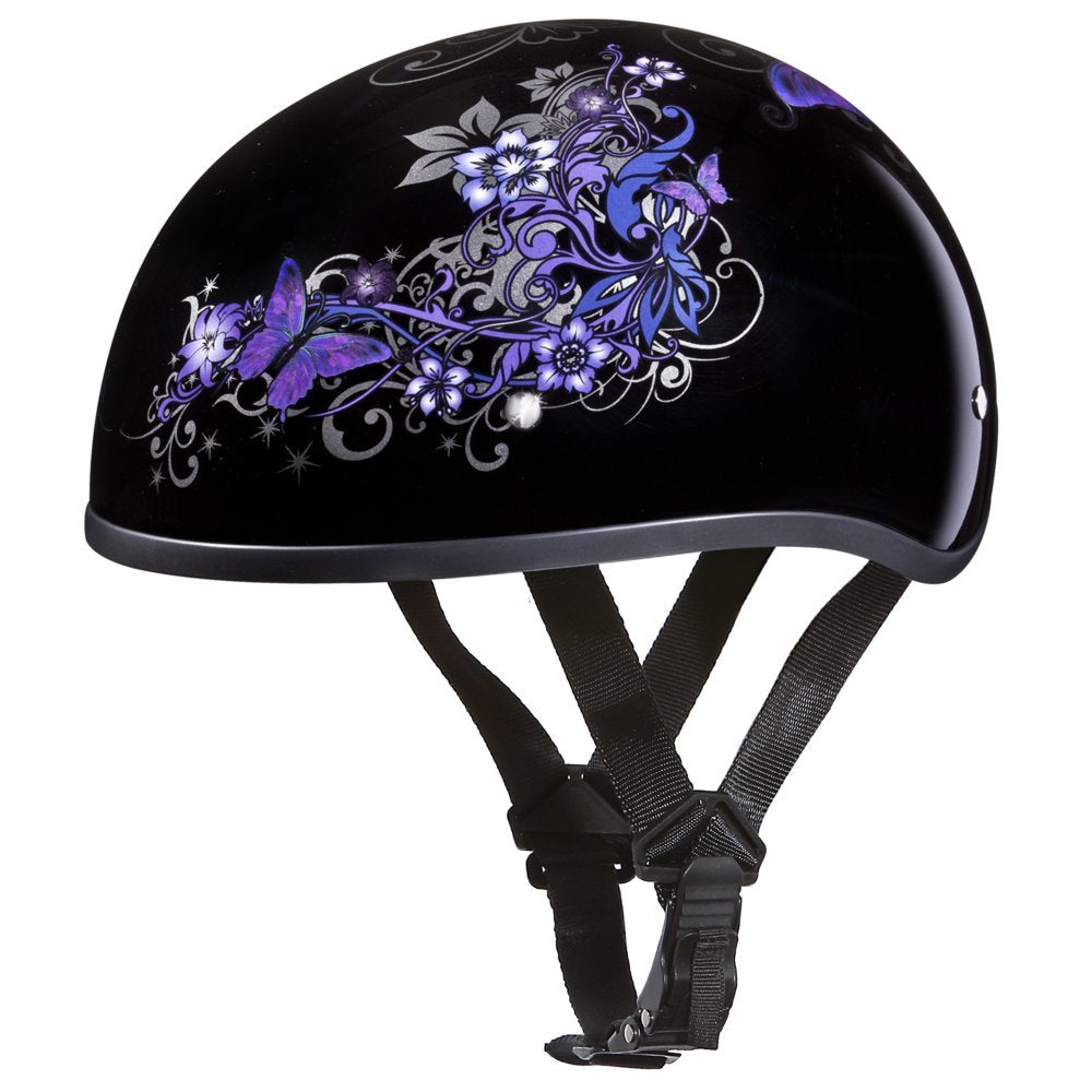 Daytona Helmets Motorcycle Half Helmet Skull Cap- Butterfly 100% Dot Approved