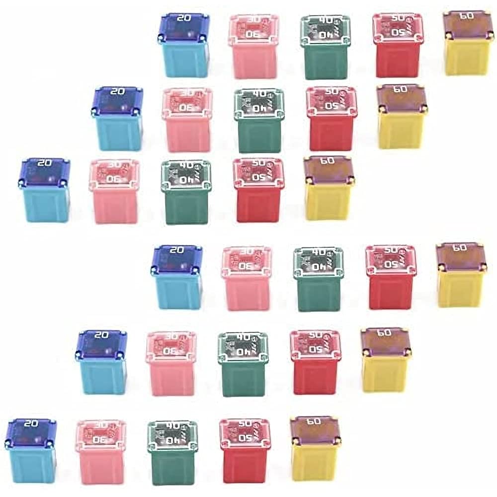 30 Pc Automotive Low Profile Box Shaped Fuse Kit For Ford, Chevy/Gm, Nissan, And Toyota Pickup Trucks, Cars And Suvs