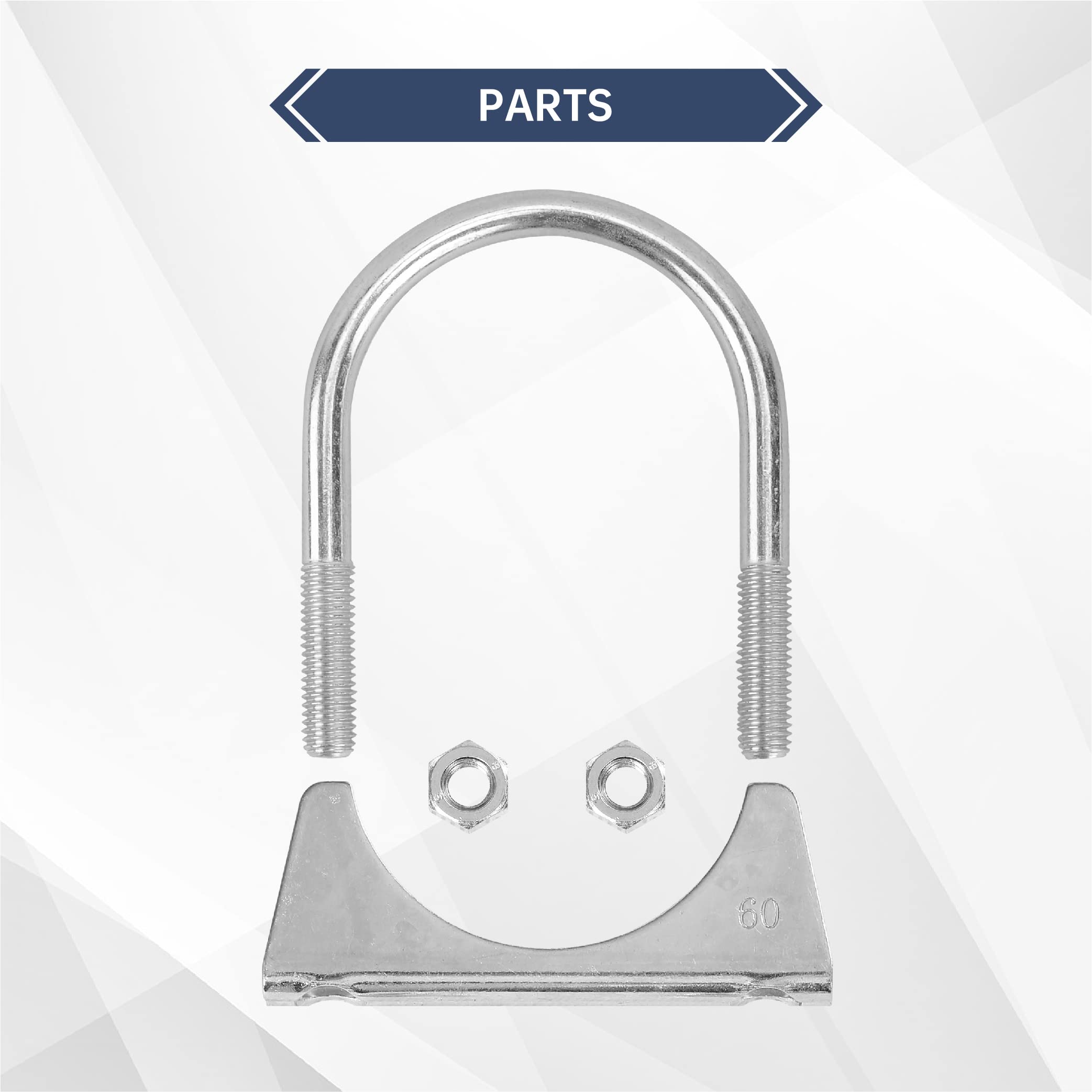 Batoneco 2.25'' U Bolt Clamp, Muffler Exhaust Clamps,2-1/4 Inch Saddle Style Heavy Duty Mild Steel(4-Pack)