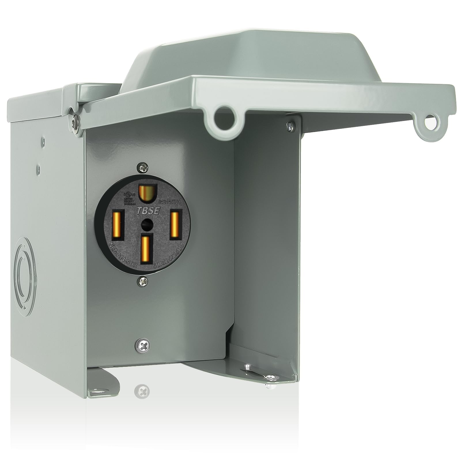 Bebobly 50 Amp Rv Power Outlet Box, 125/250 Volt Nema 14-50R Receptacle, Lockable Enclosed Outdoor Plug, Electrical Receptacle P