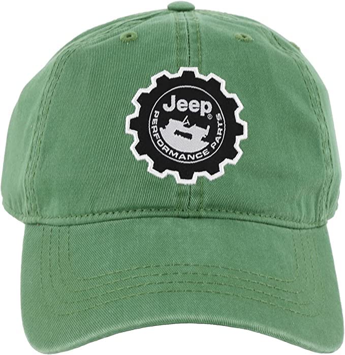 Jeep Hat Performance Parts Gear Logo Heavy Twill Green Baseball Cap