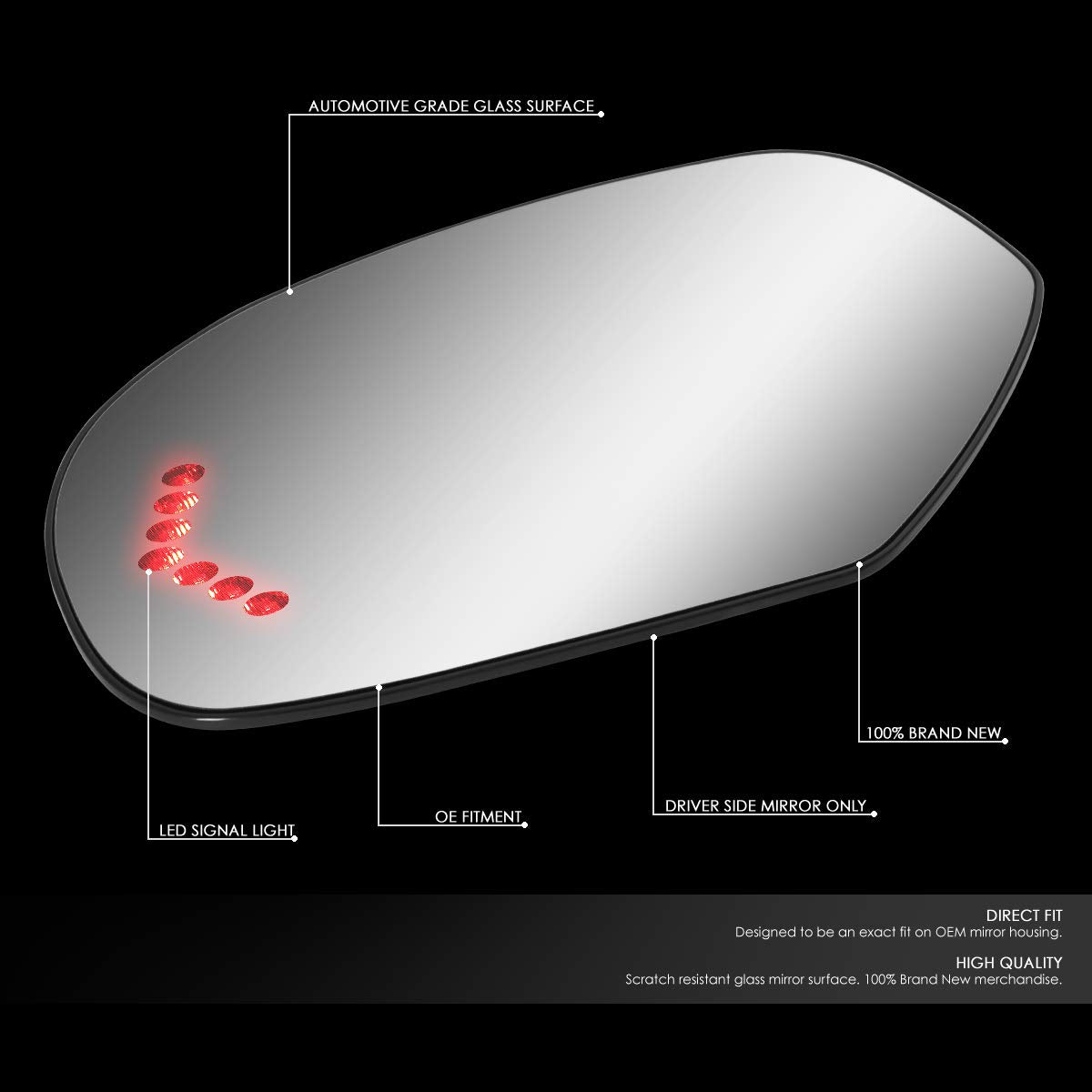Dna Motoring Smp-060-L Factory Oe Style Left/Driver Side Door Rear View Mirror Glass W/Heater+Led Turn Signal [Compatible With 0