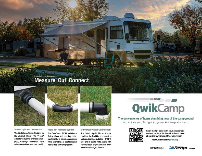 Fernco Qwikcamp Rv And Camper Sewer Waste Plumbing Connection System Kit With Slip Fit Coupling Adapter For 3-In. Pvc Pipe