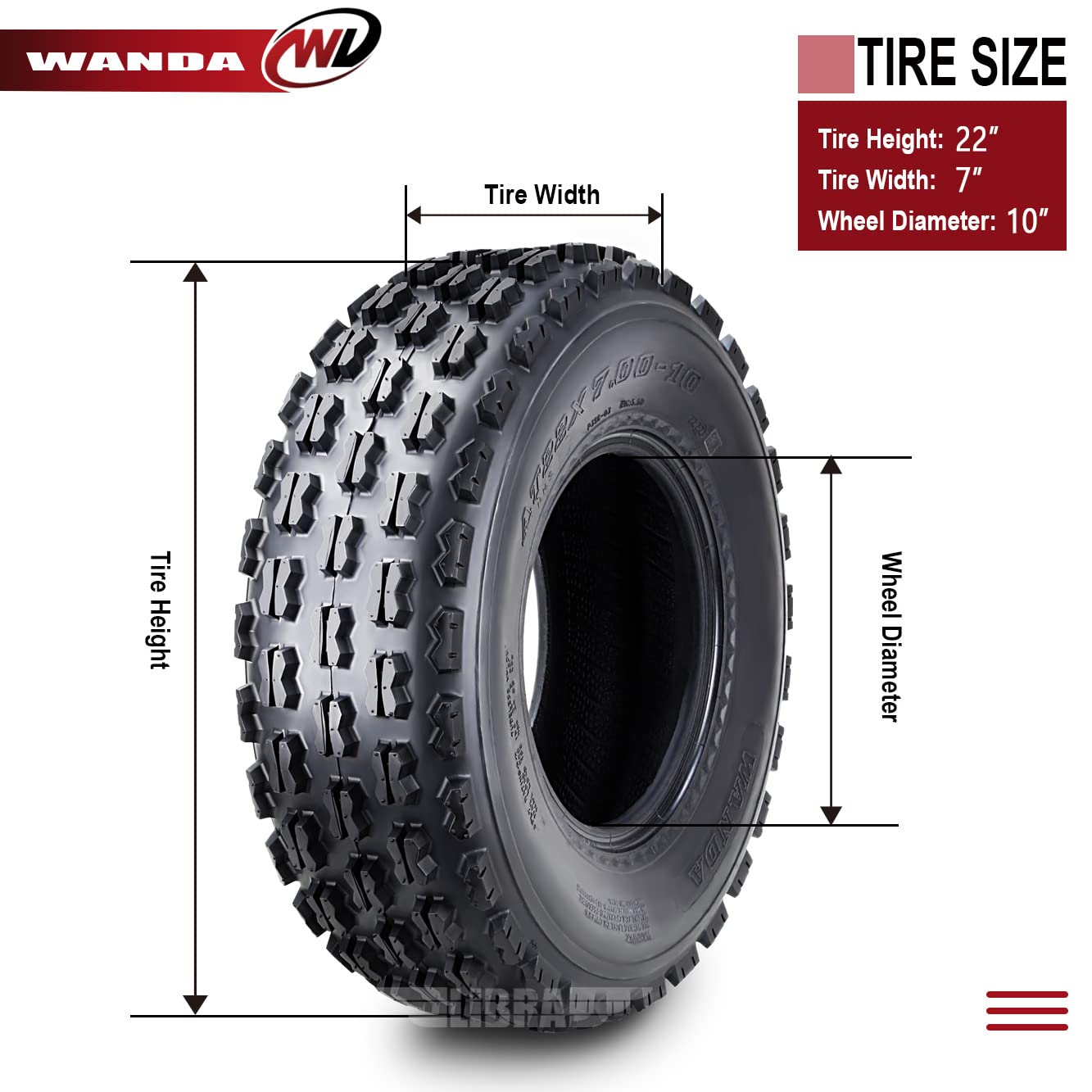 Wanda Set 2 Sport Atv Tires At 22X7-10 P356 Gncc (Grand National Cross Country) Race Tire -10077