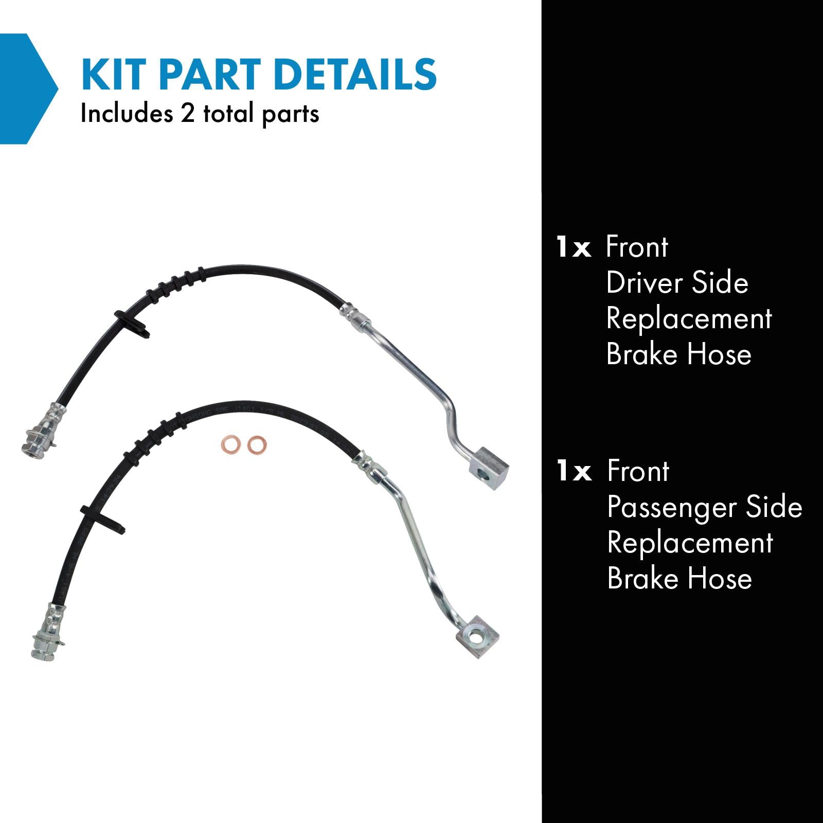 Trq Front Brake Hose Set Compatible With 2000-2005 Ford Excursion 1999-2004 F-250 Super Duty F-350 Super Duty