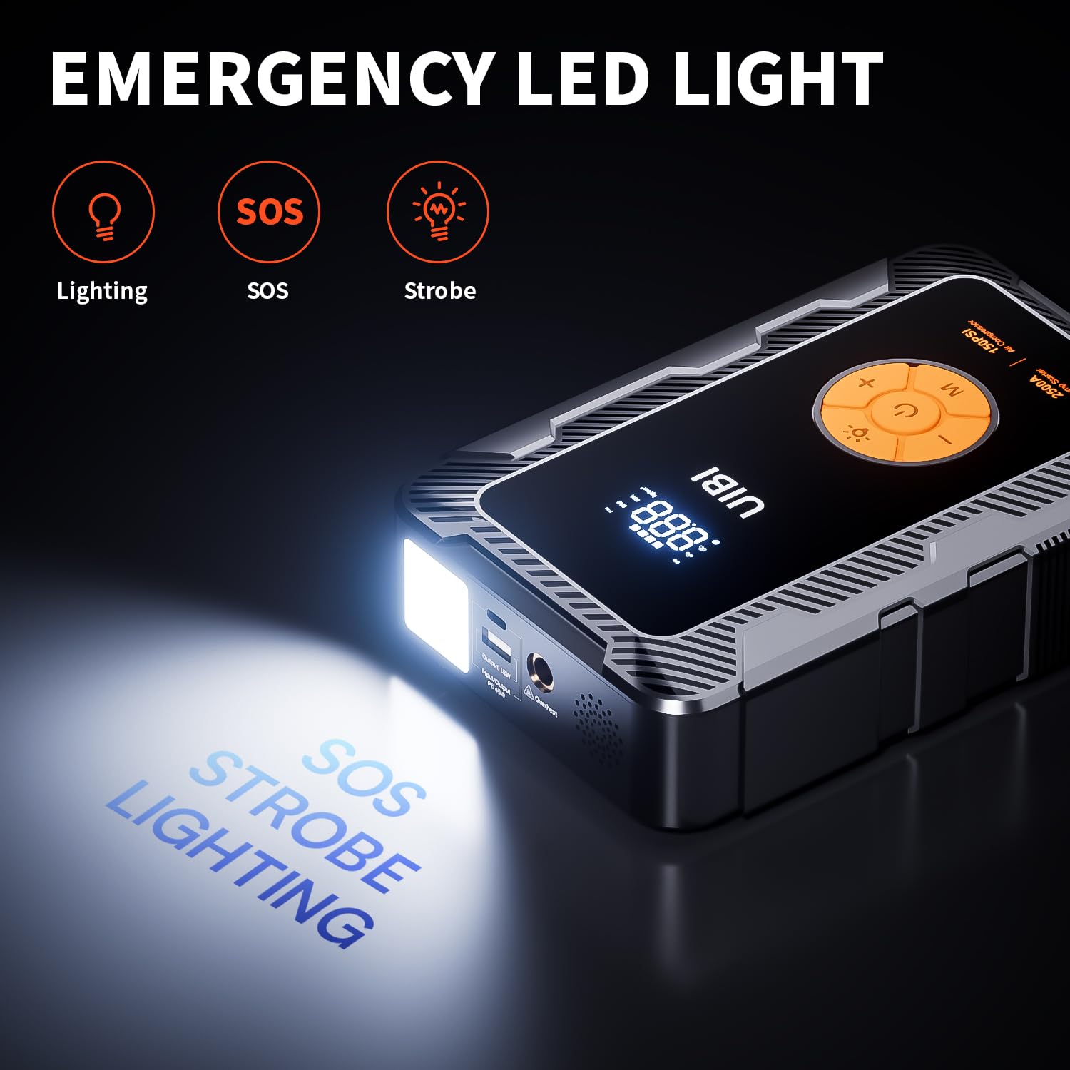 UIBI X6 Jump Starter & Air Compressor 150PSI, 2500A, 20000mAh, Portable Battery Charger for Gas & Diesel Engines, X6-Orange