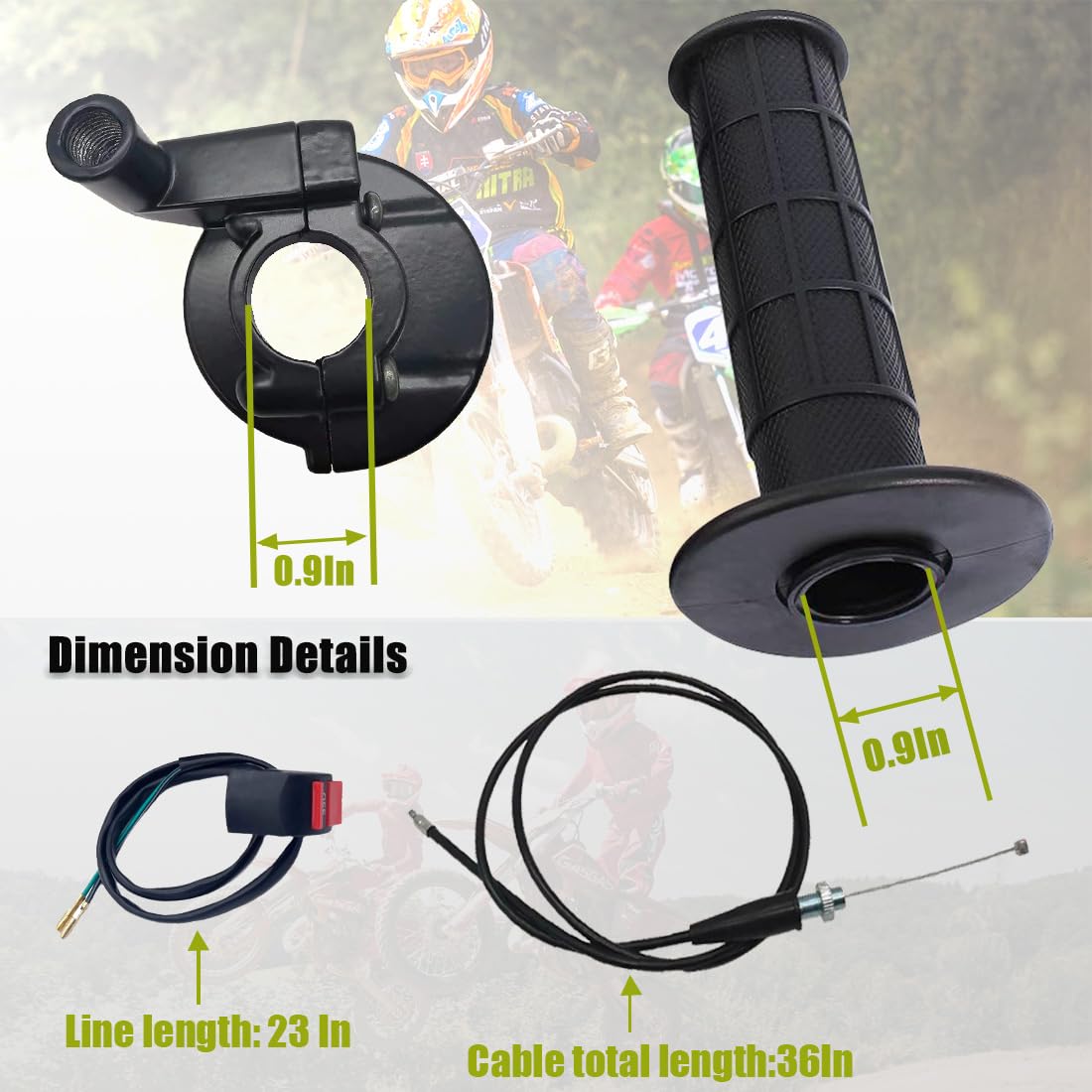 22mm Mini Bike Throttle Cable Handle Grip Throttle Assist Kit for Coleman Powersports 196cc CT200U MB200 CT200U-EX BT200X Baja W