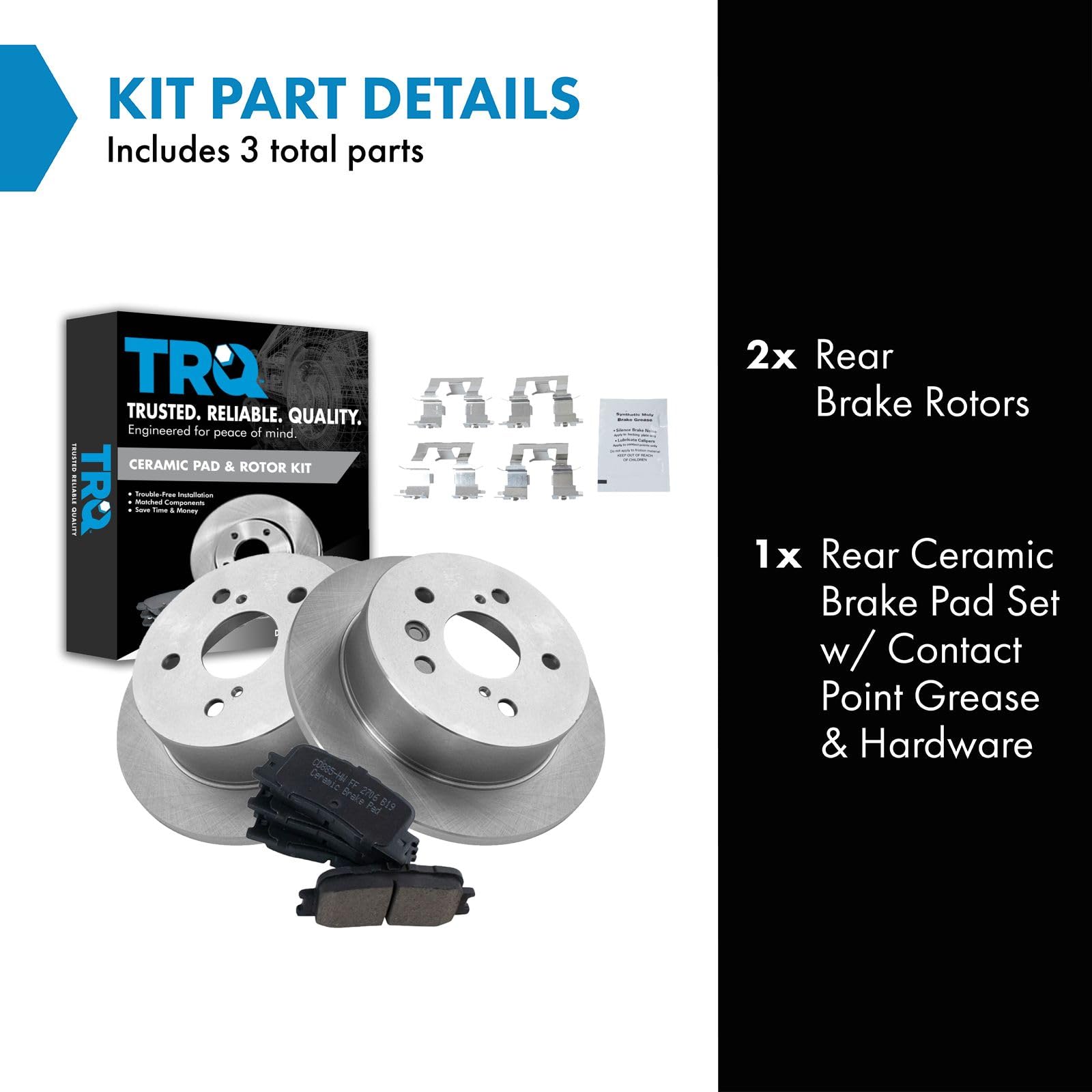 TRQ Rear Brake Pad & Rotor Kit Brake Pads Brake Rotor Ceramic Compatible with 2002-2003 Lexus ES300 2004-2006 ES330 2002-2006 To