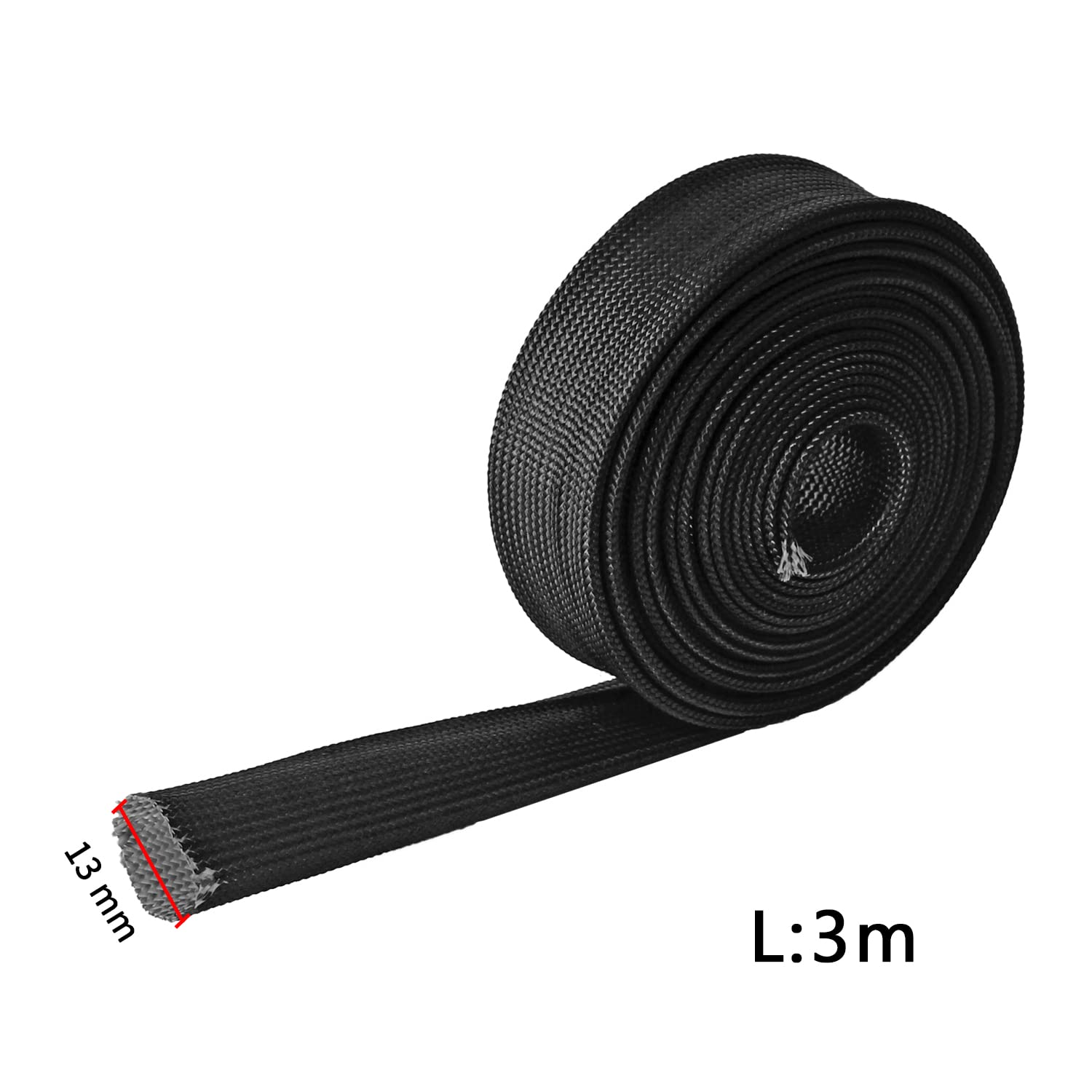 Zhubang Heat Hose Fiberglass Wrap Shield Sleeve 2 Pcs 10Ft-13Mm(1/2) Wire Fuel Line Heat Shield Roll High Temp Black Colour Adjustable For Car Wire Loom Cable Heat Shield Brake Line Cable Heat Shield